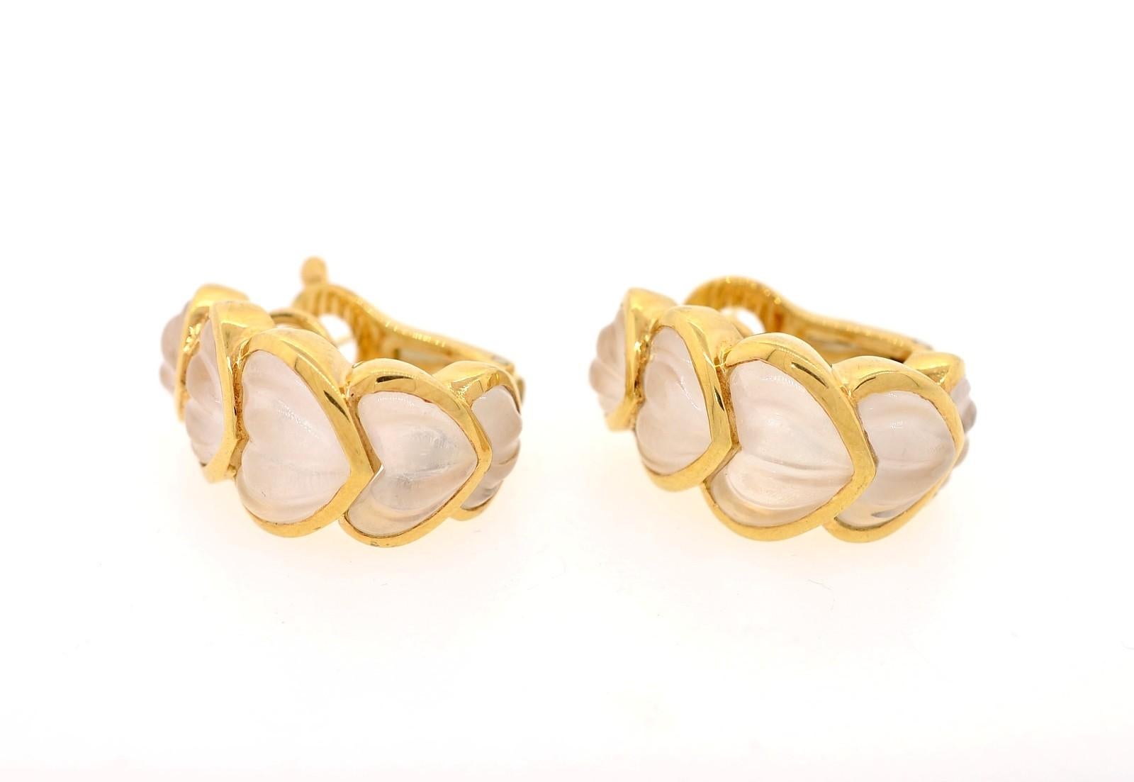 Boucheron Rock Crystal and 18 Karat Gold Earrings In Good Condition For Sale In Beverly Hills, CA