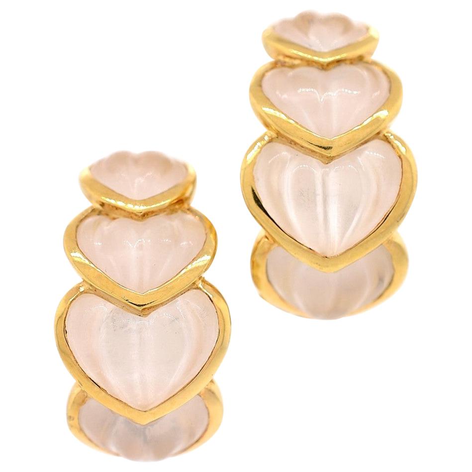 Boucheron Rock Crystal and 18 Karat Gold Earrings For Sale