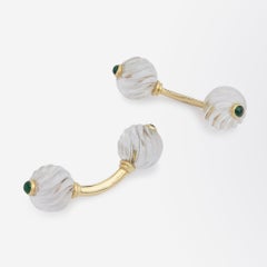 Boucheron, Rock Crystal, Emerald & Gold Cufflinks & Dress Stud Set