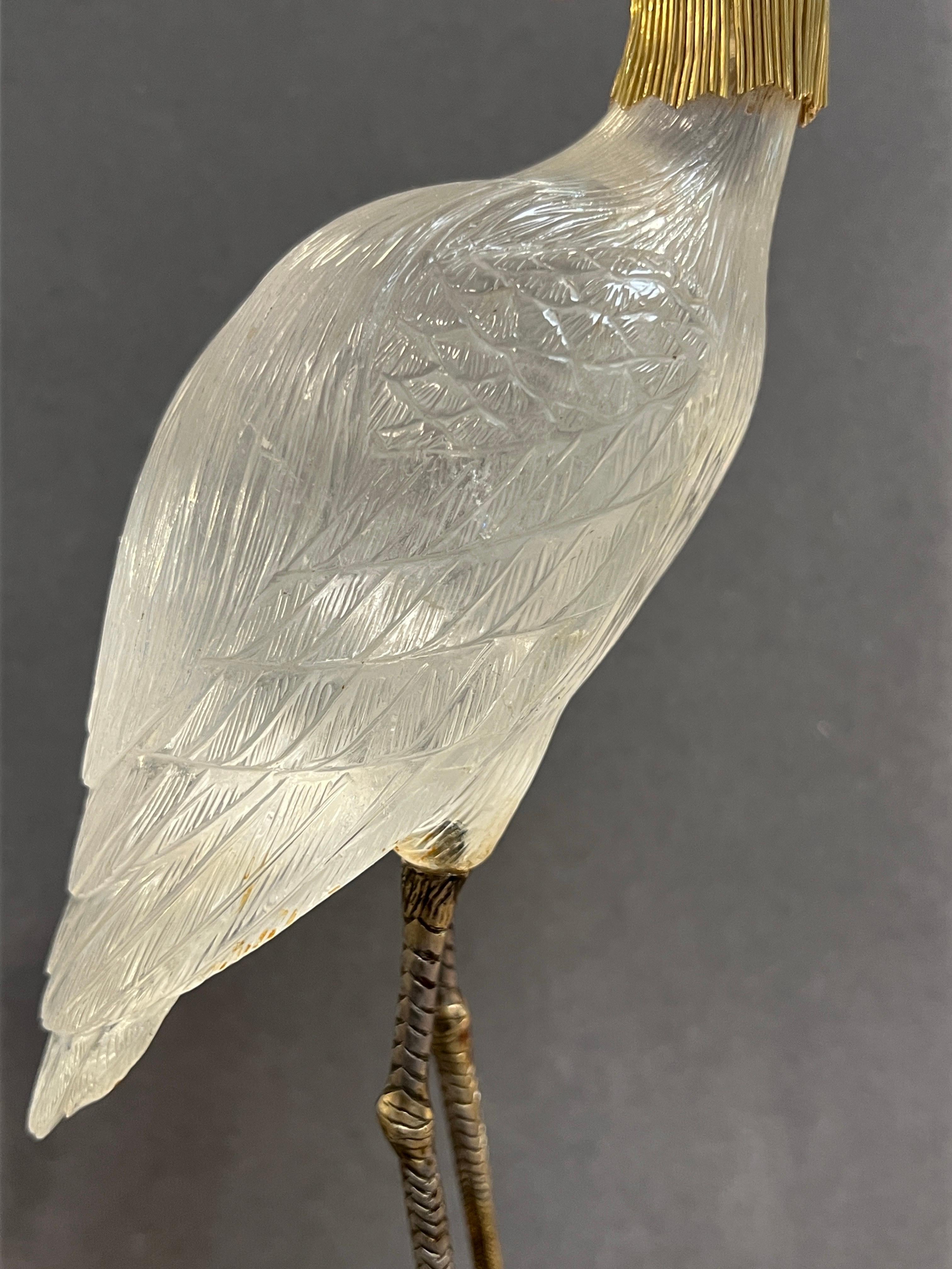 Mixed Cut Boucheron Rock Crystal Heron For Sale