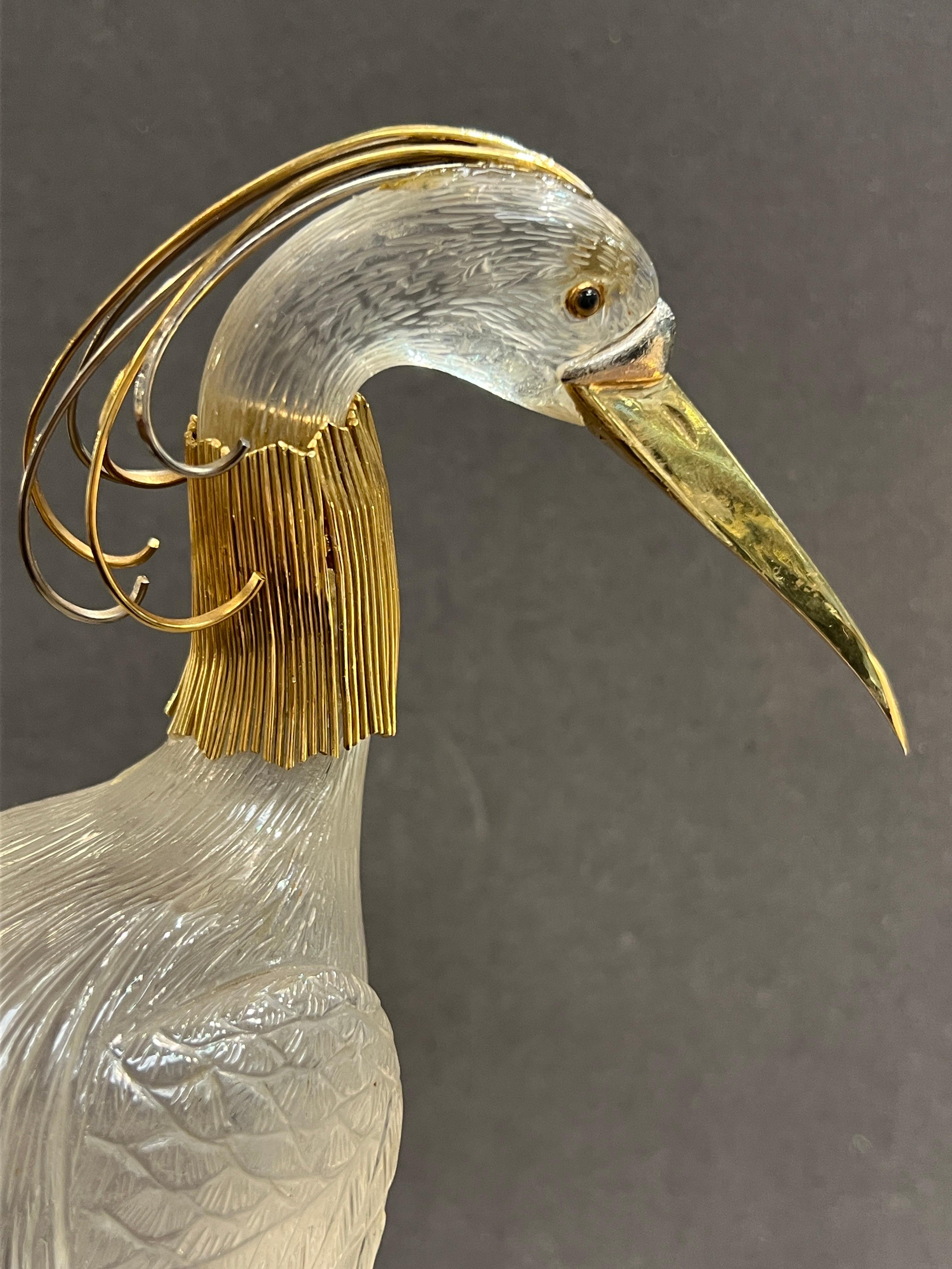 Boucheron Rock Crystal Heron In Excellent Condition For Sale In New York, NY