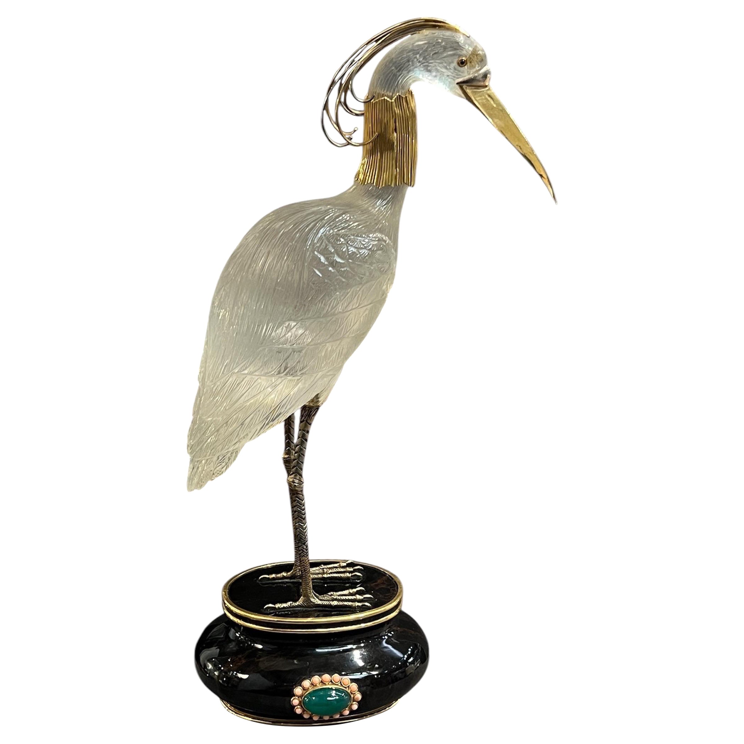 Boucheron Rock Crystal Heron For Sale