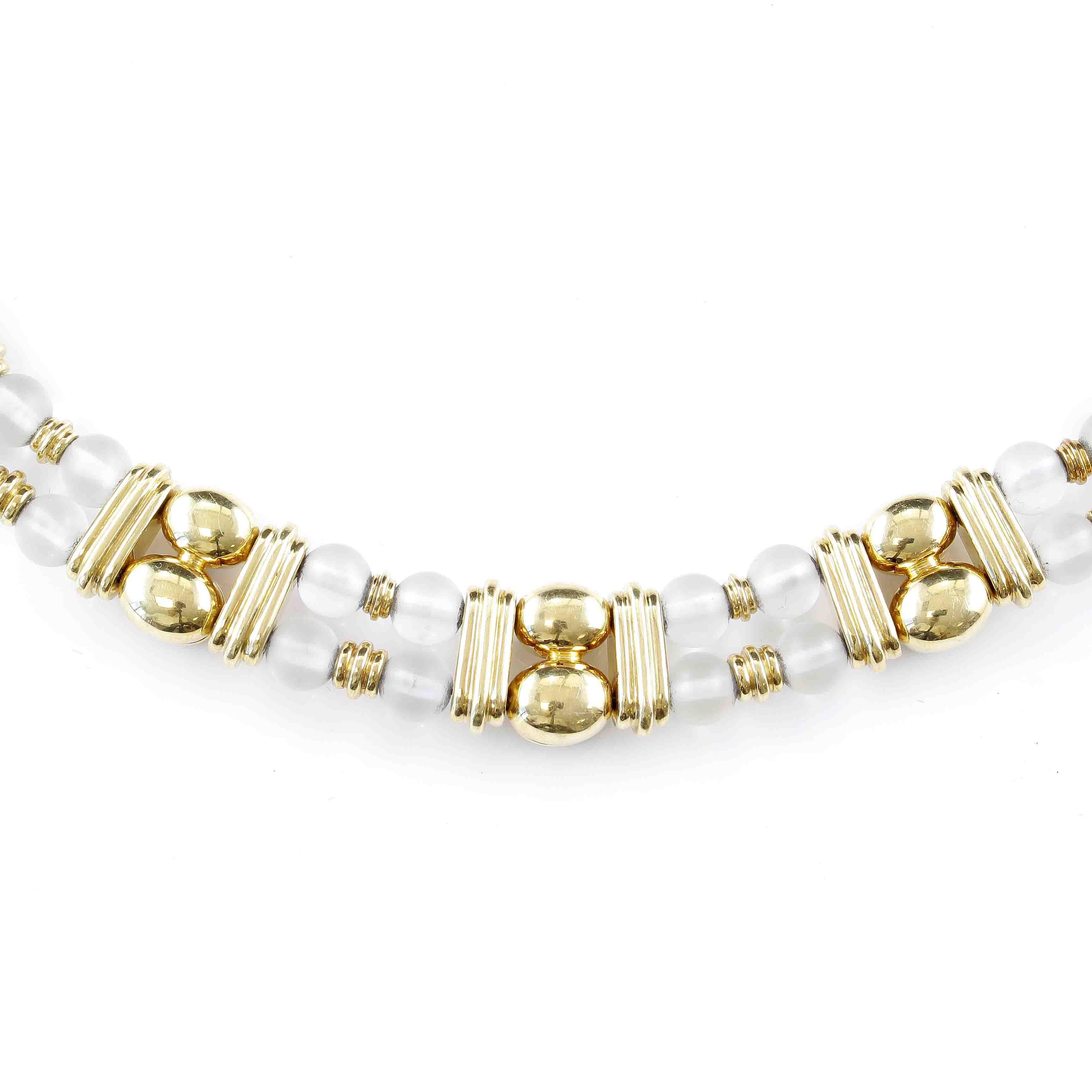 Modern Boucheron Rock Crystal Lapis Gold Necklace
