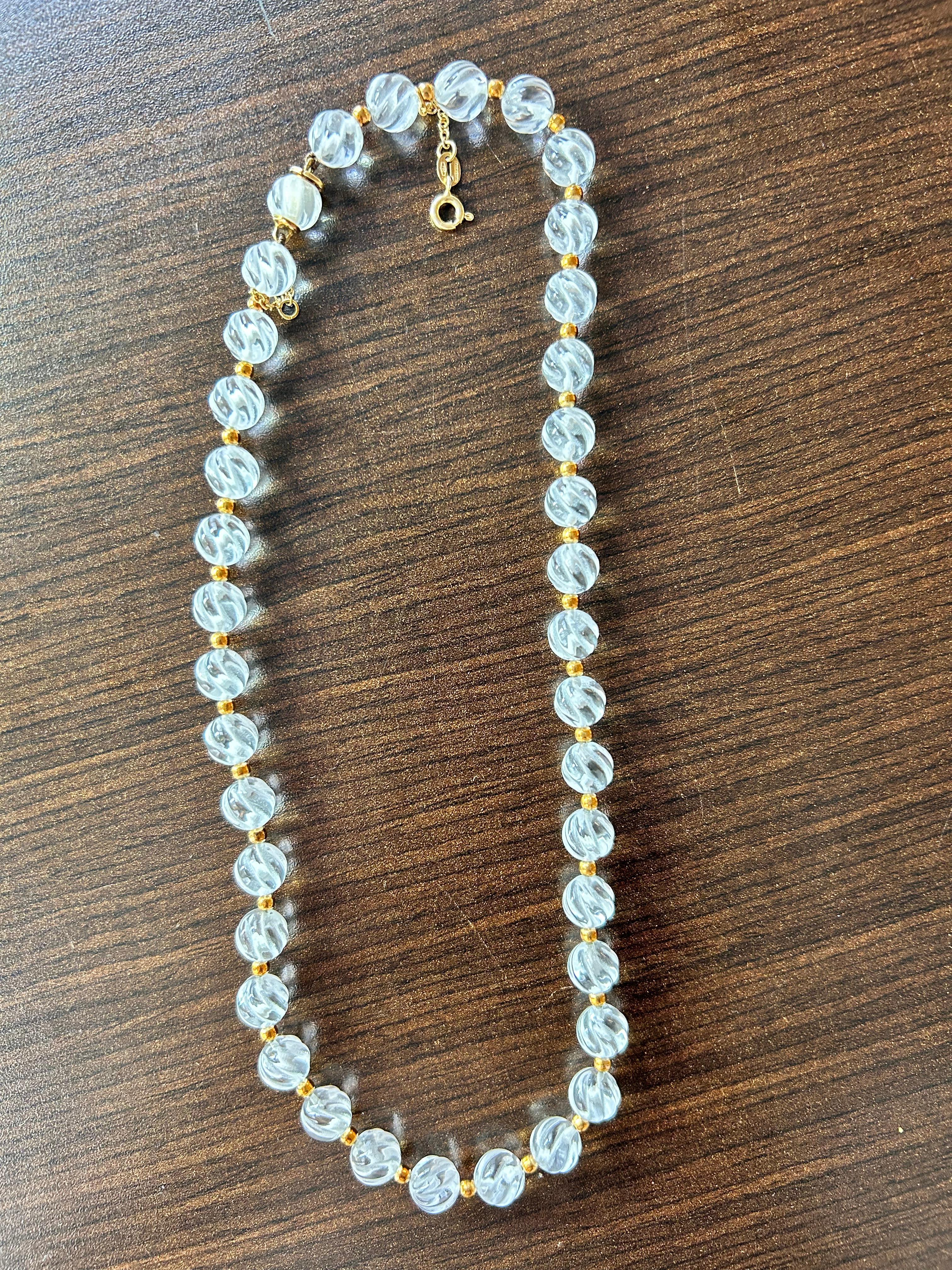 Bead Boucheron Rock Crystal Necklace 18 karat yellow gold For Sale
