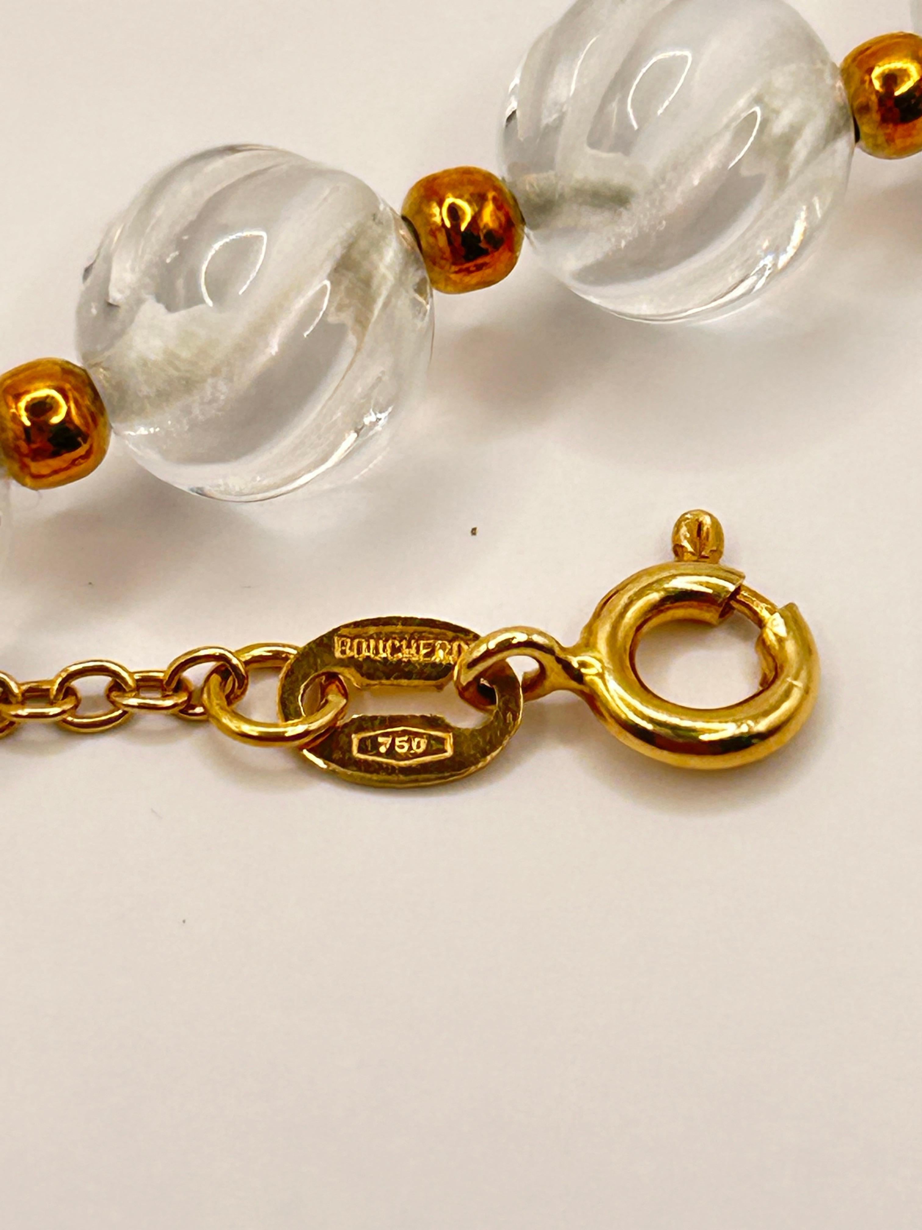 Boucheron Rock Crystal Necklace 18 karat yellow gold For Sale 1