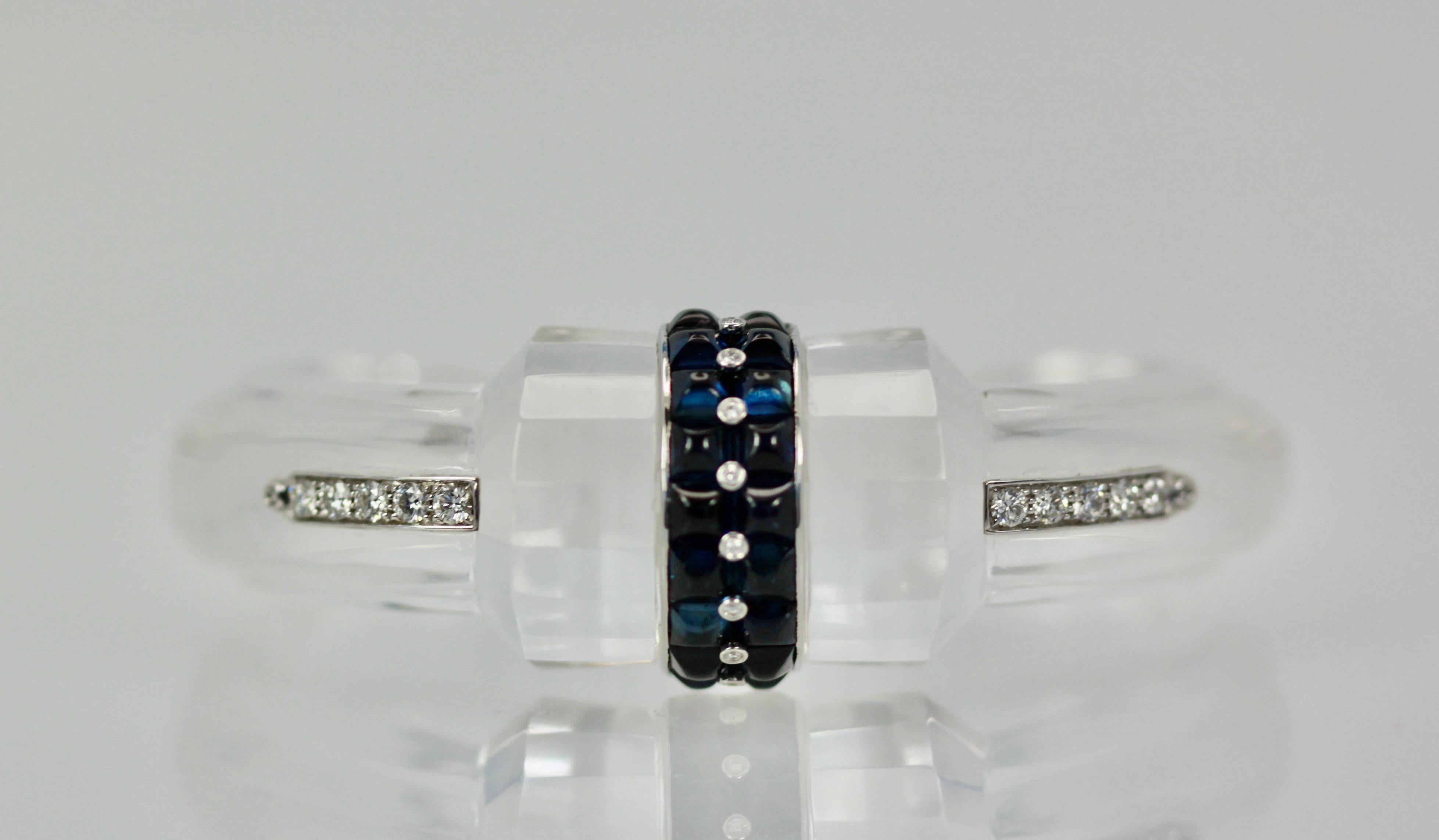 Round Cut Boucheron Rock Crystal Sapphire Diamond Bracelet