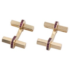 Gemelli da polso quadrati in oro giallo 18 carati Boucheron Ruby