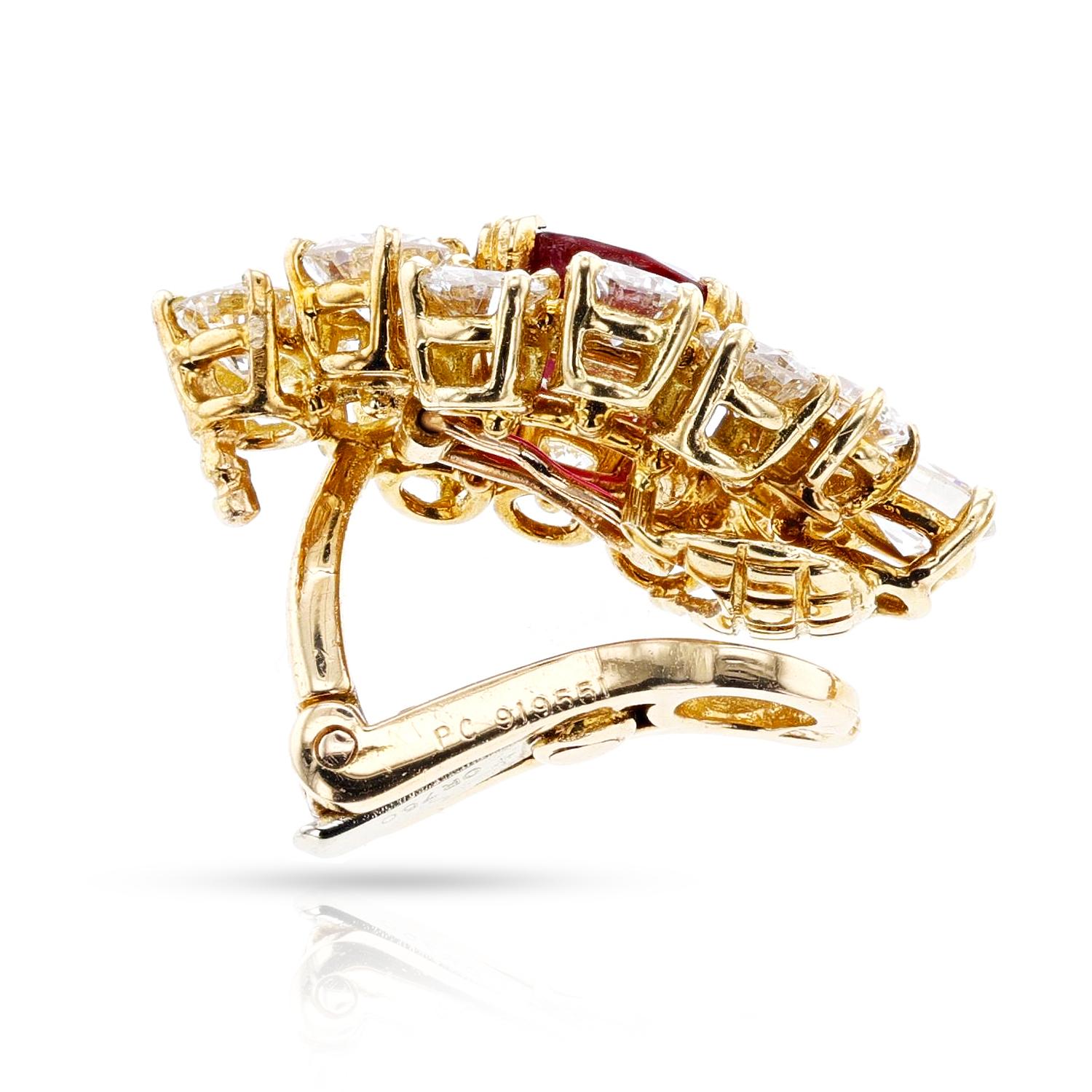 Boucheron-Ohrringe mit Rubin und Diamanten für den Tag und die Nacht, 18k für Damen oder Herren im Angebot