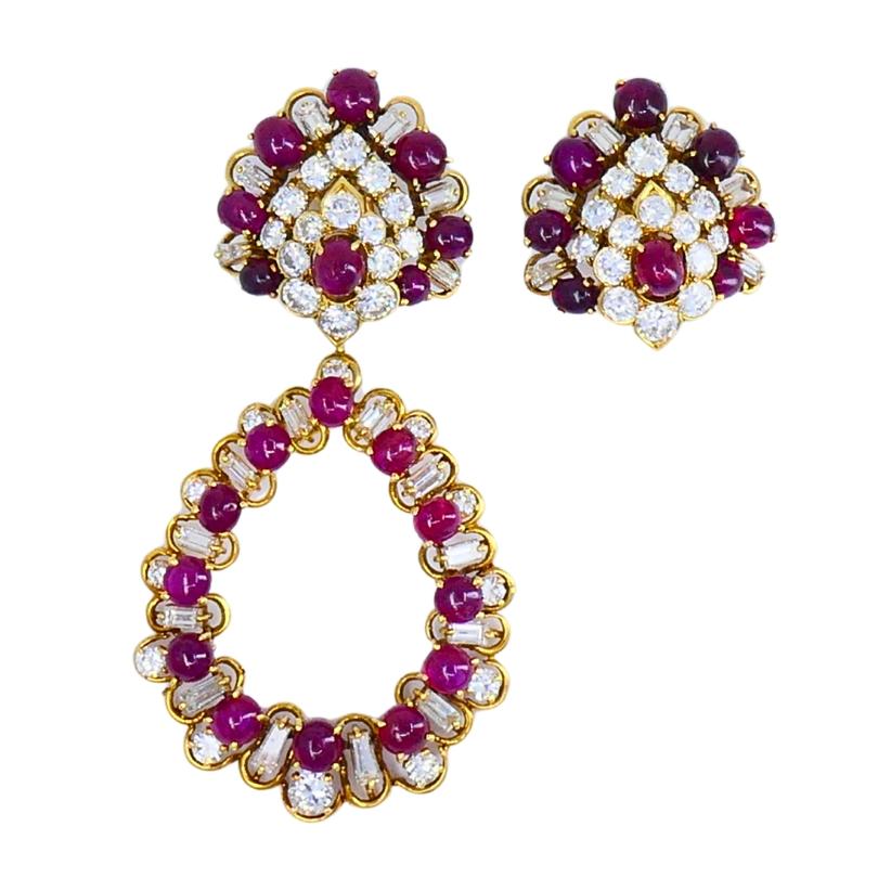 Boucheron Rubin und Diamant-Ohrringe Tag & Nacht Vintage-Schmuck Damen im Angebot
