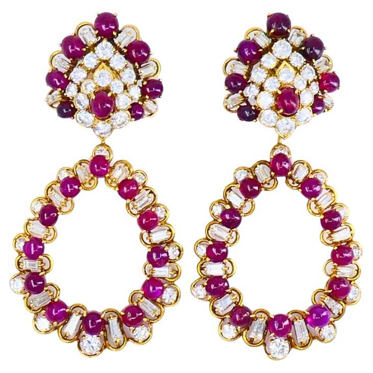 Boucheron Boucles d'oreilles rubis et diamants Day & Night Bijoux Vintage