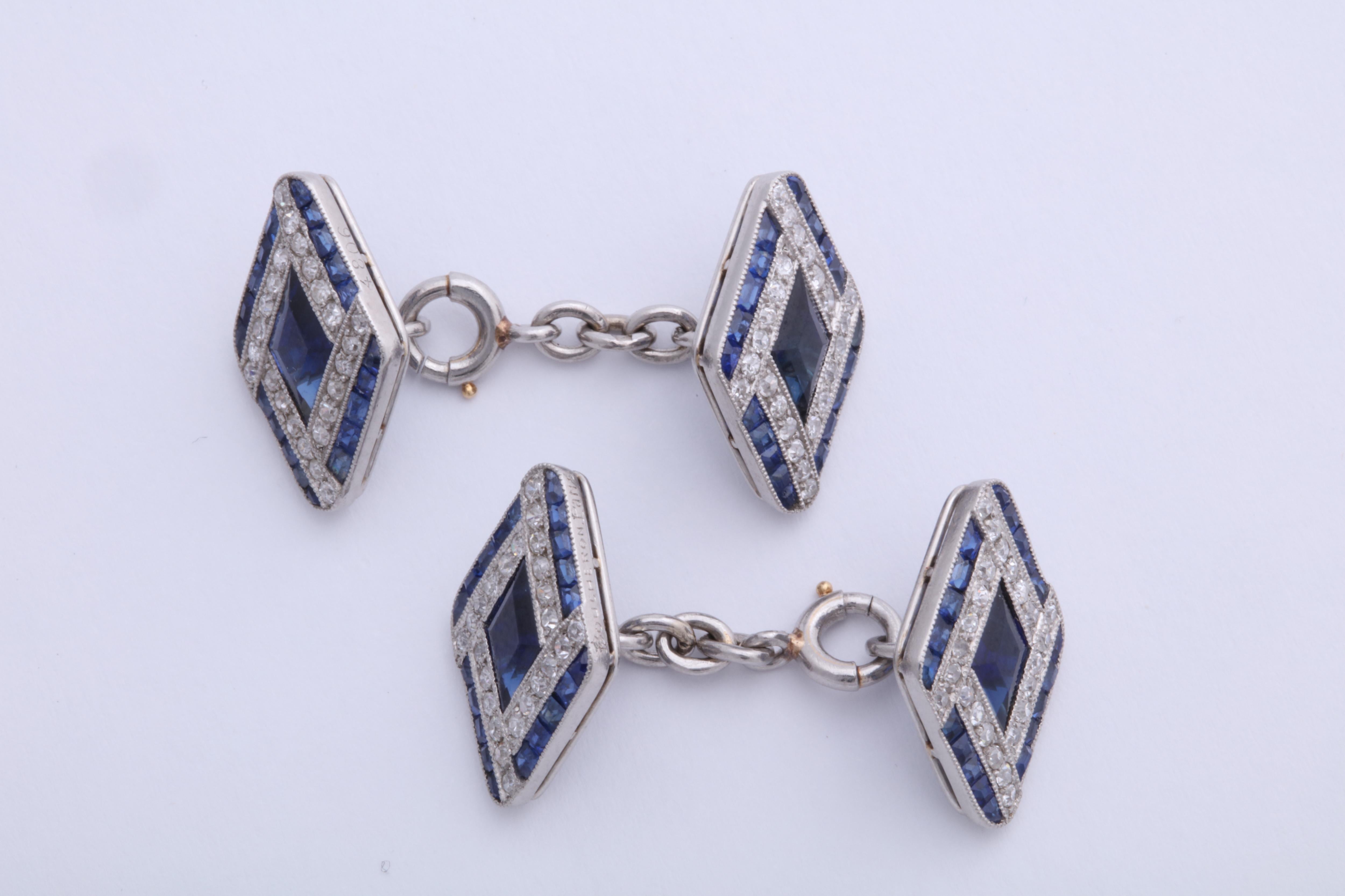 Boucheron Sapphire and Diamond Cufflinks In Excellent Condition For Sale In New York, NY