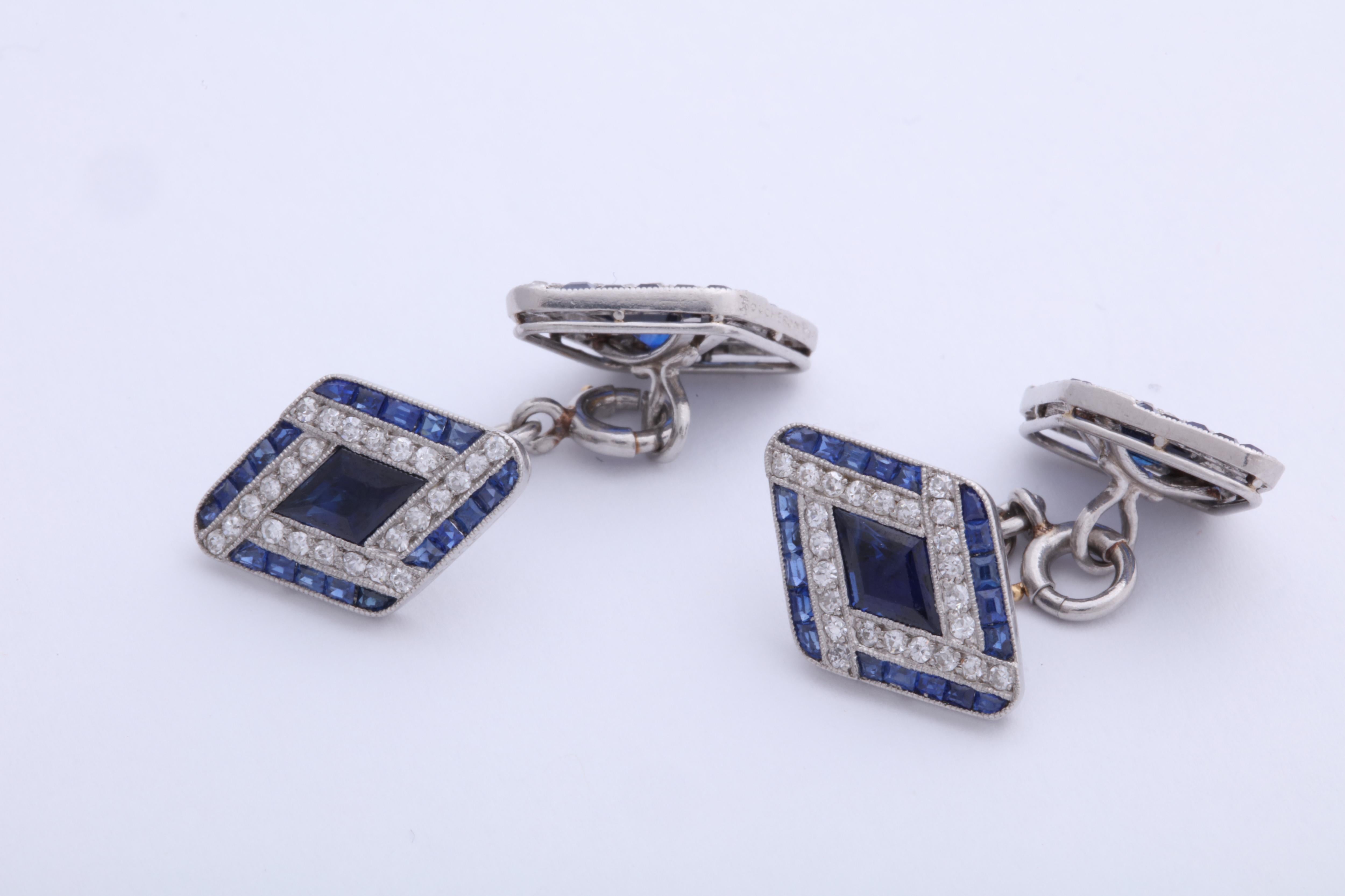 Boucheron Sapphire and Diamond Cufflinks For Sale 1