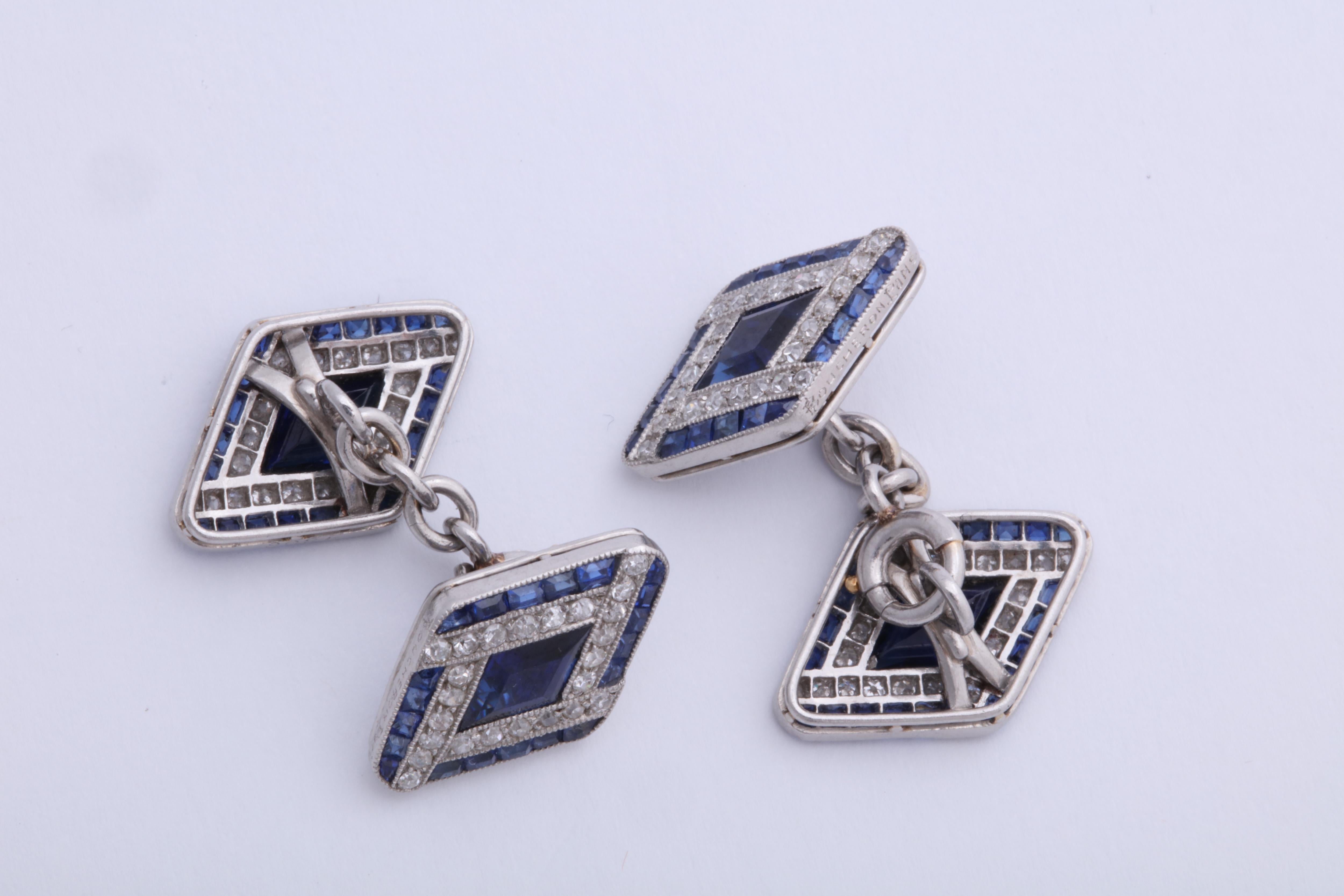 Boucheron Sapphire and Diamond Cufflinks For Sale 2