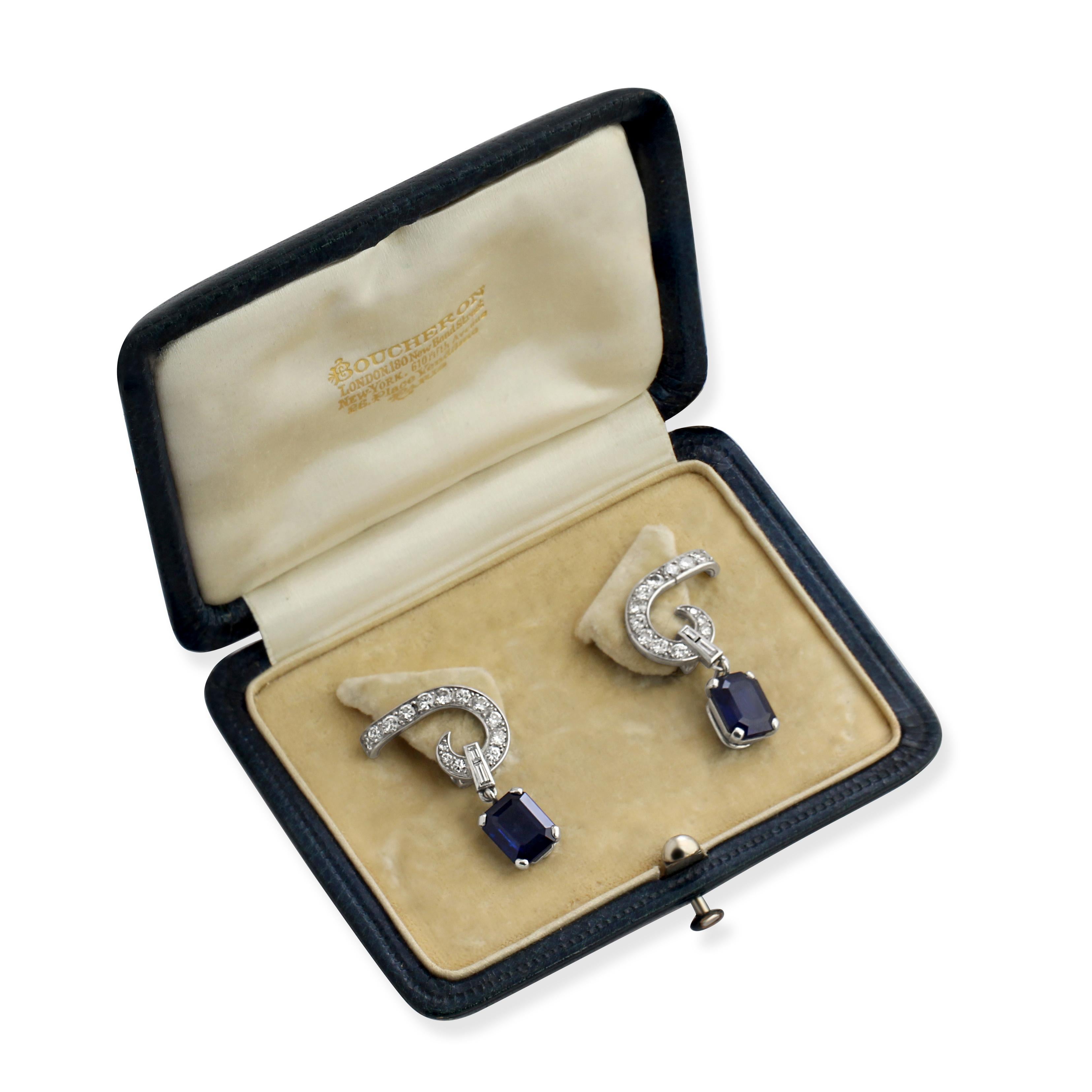 Boucheron Sapphire & Diamond Earrings In Good Condition For Sale In London, GB