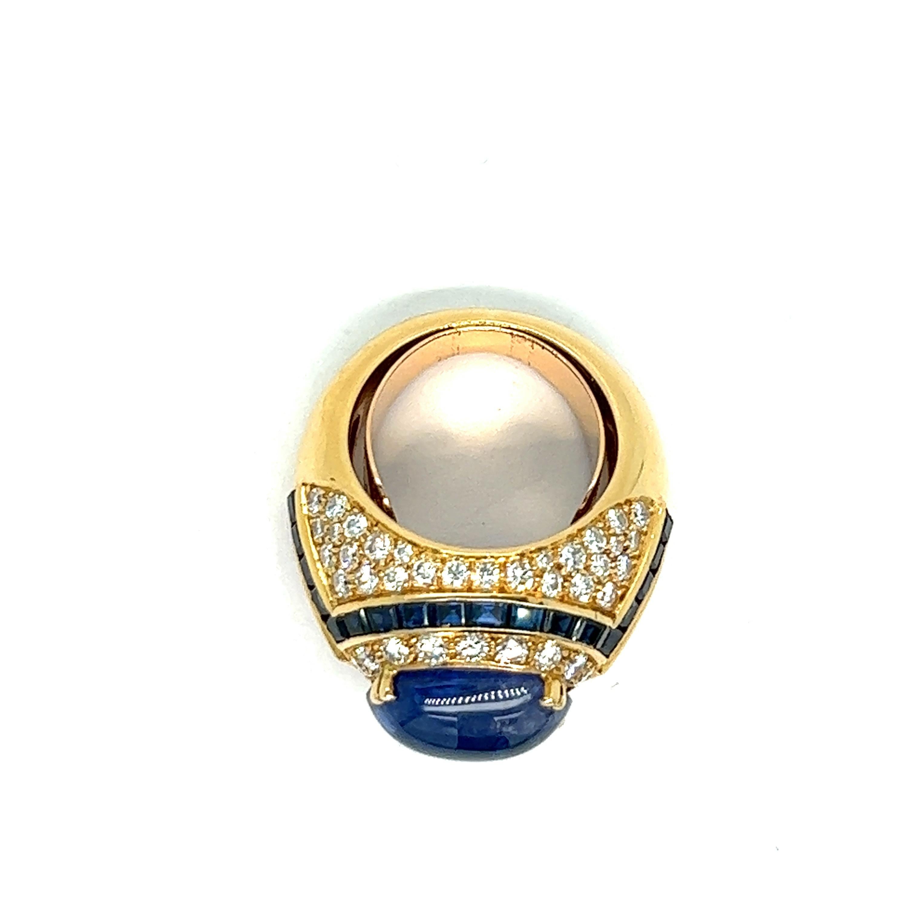 Boucheron Sapphire Diamond Gold Ring For Sale 2
