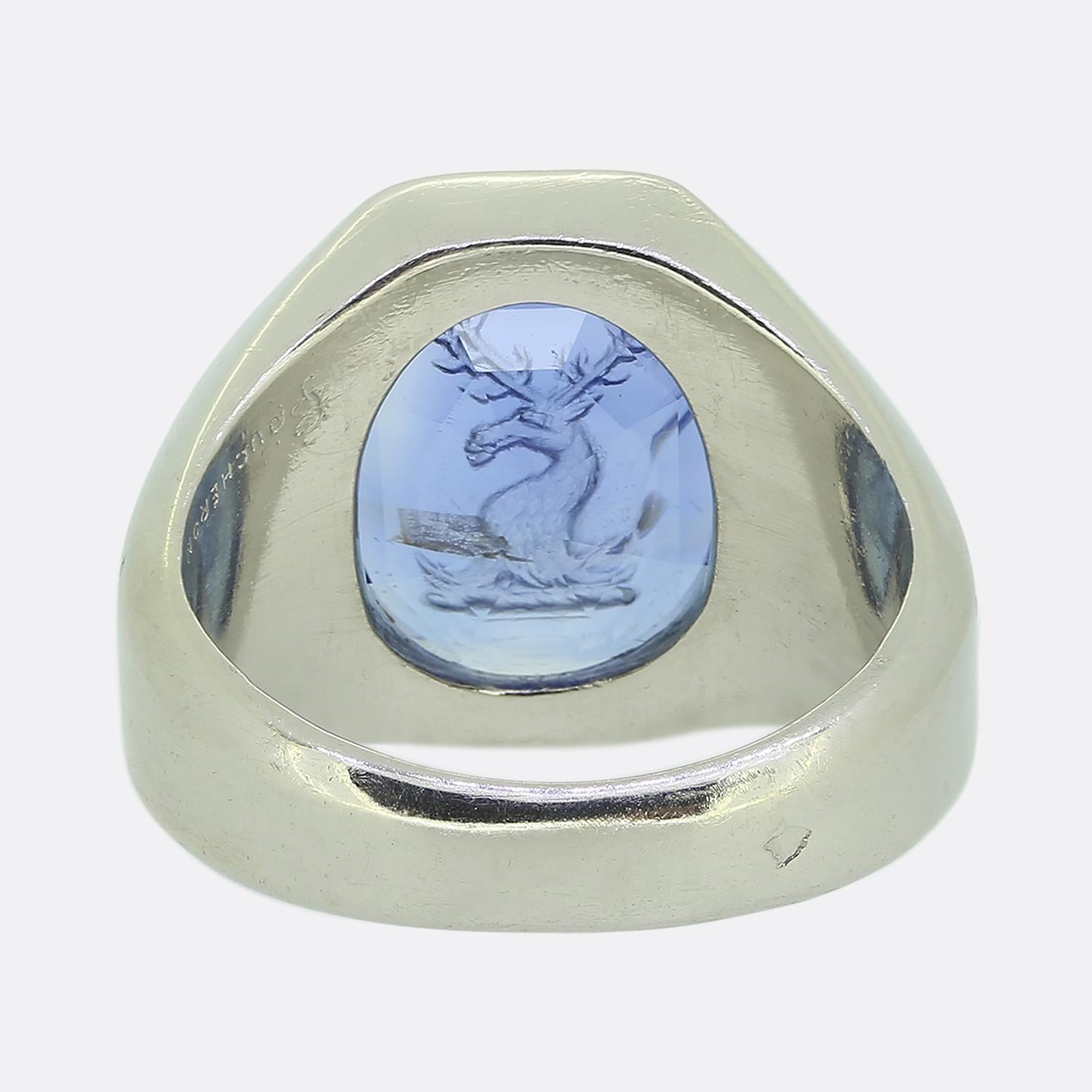 Boucheron Sapphire Intaglio Signet Ring In Good Condition For Sale In London, GB