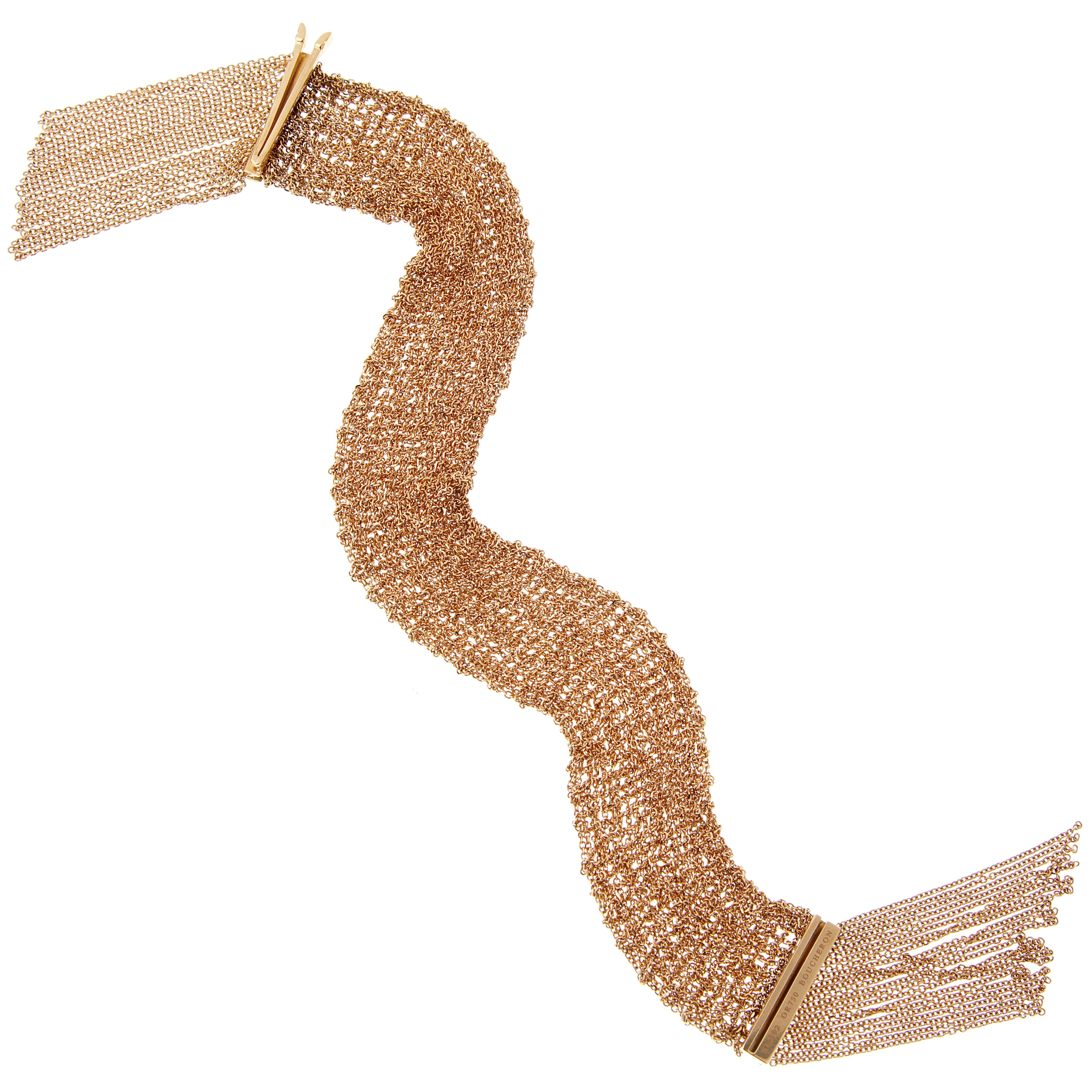 Boucheron Bracelet à maillons en chaîne en or rose avec écharpe Neuf à Feasterville, PA