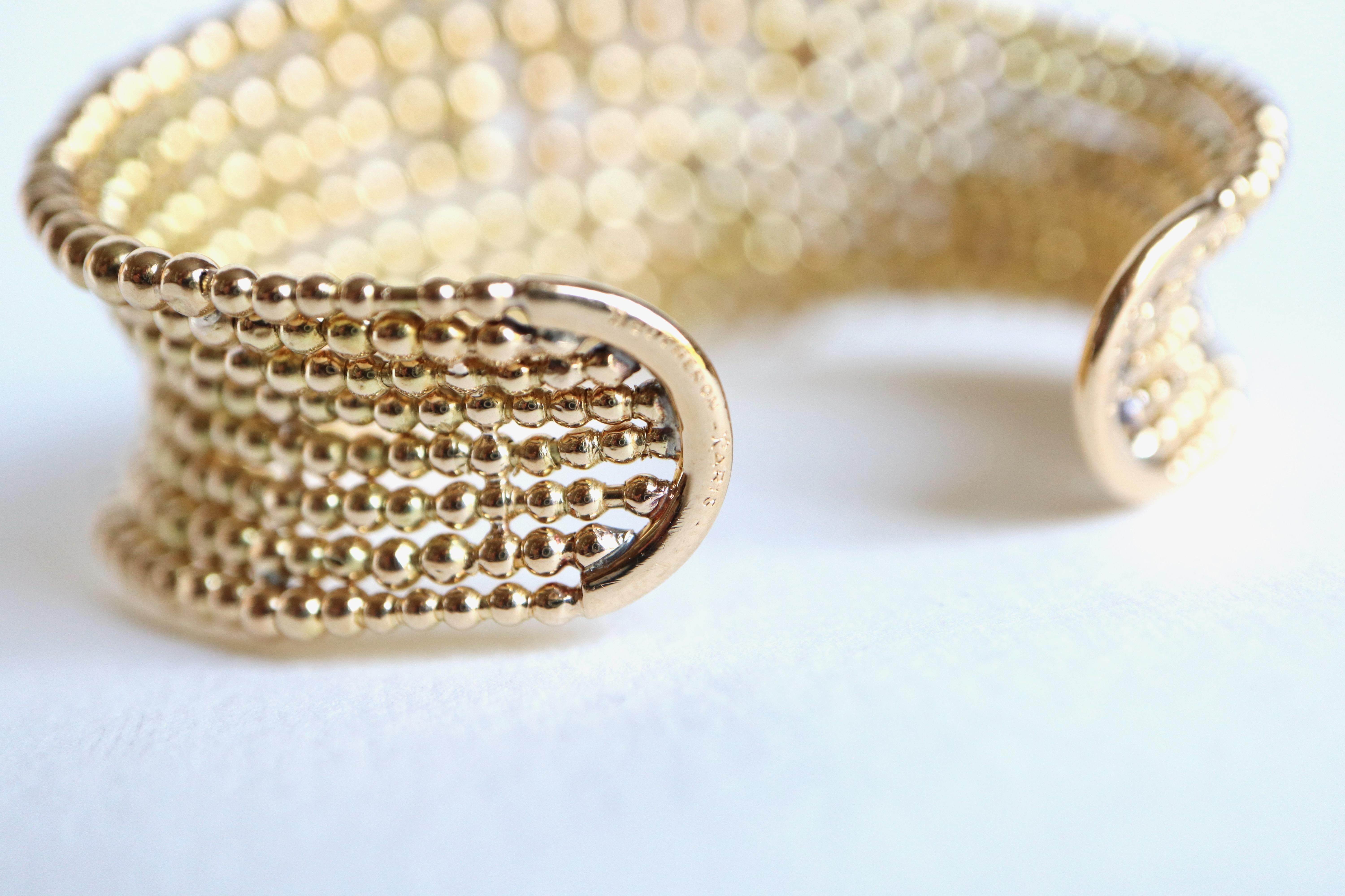 Women's Boucheron Semi-Rigid Bracelet pearls in Yellow Gold 18 Carat Sapphires Rubies For Sale