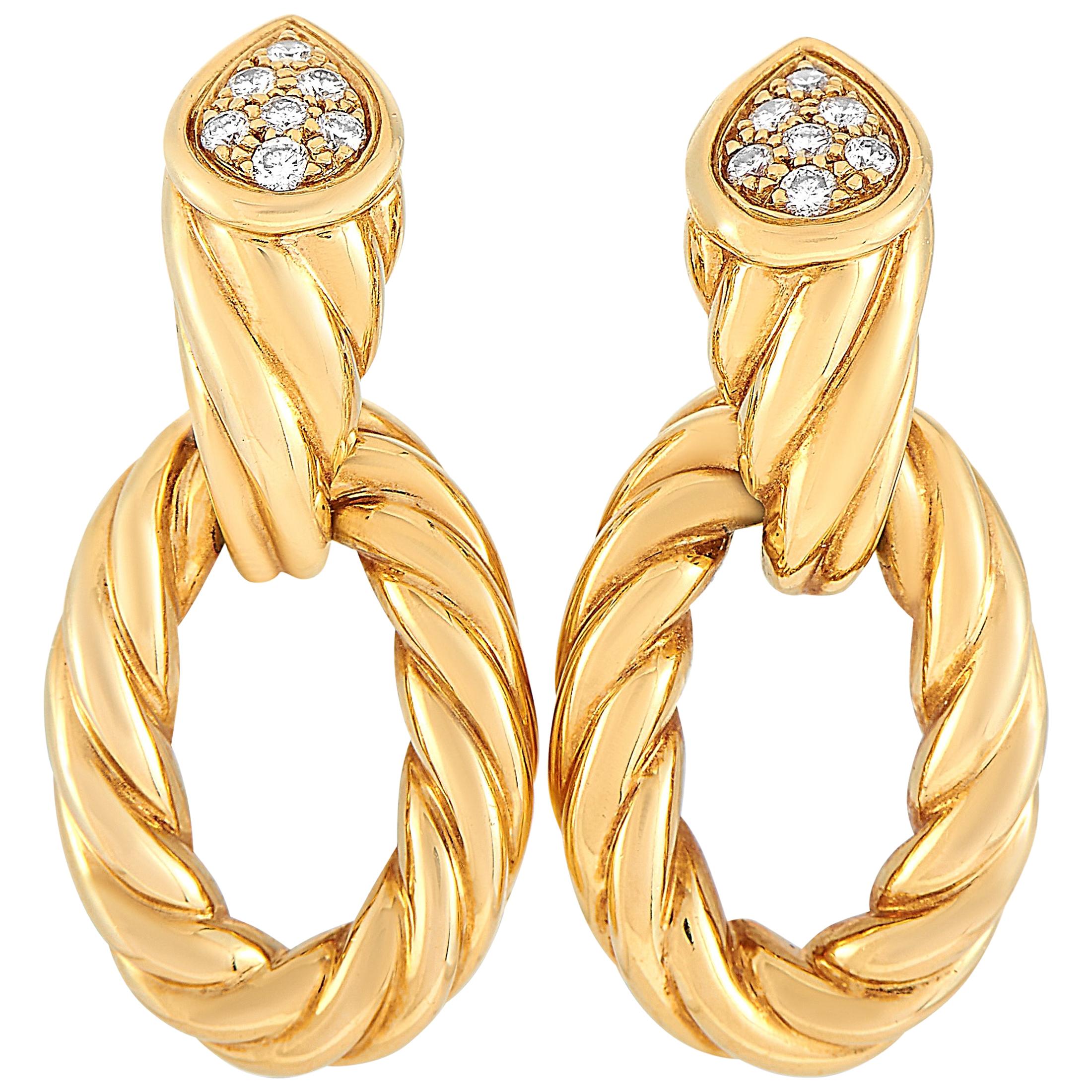 Boucheron Serpent 18 Karat Yellow Gold Diamond Earrings