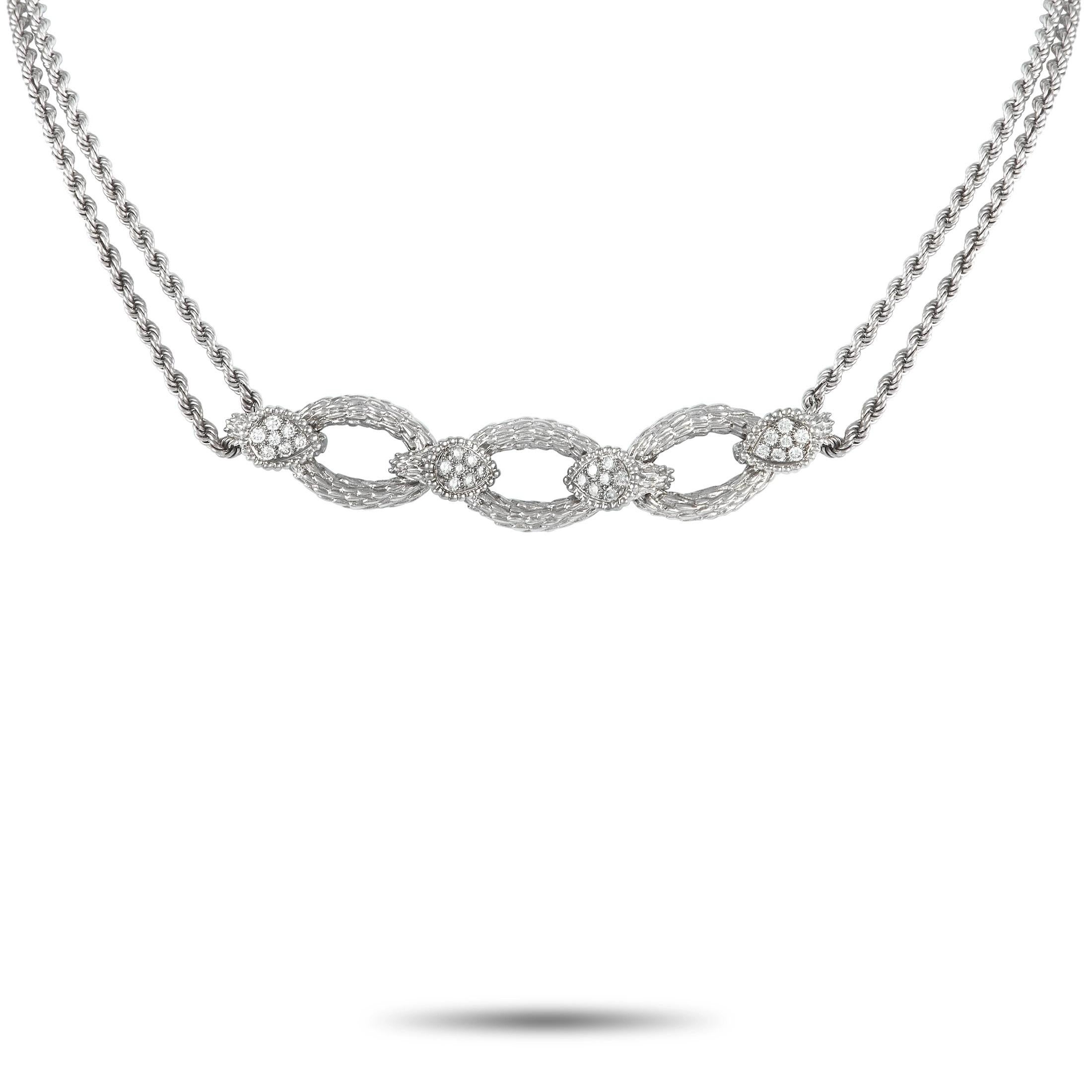 Boucheron Schlange Bohme Halskette, 18 Karat Weißgold 0,40 Karat Diamant im Zustand „Hervorragend“ in Southampton, PA