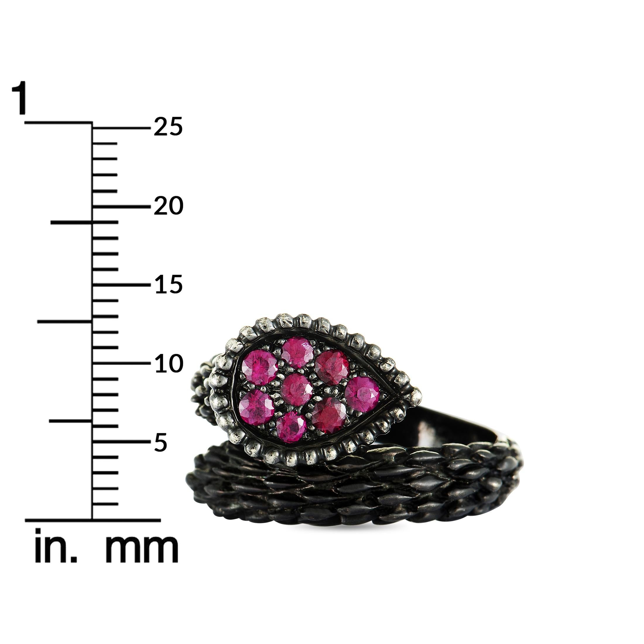 Women's Boucheron Serpent Bohème 18 Karat White Gold Black Rhodium-Plated Ruby Ring