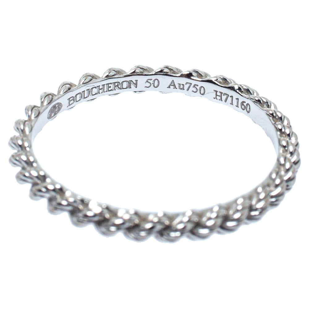 Contemporary Boucheron Serpent Boheme 18K White Gold Wedding Band Ring Size 50