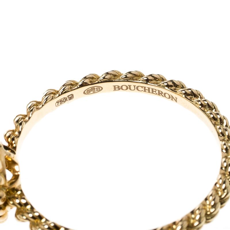 Boucheron Serpent Boheme 18k Yellow Gold And Diamonds XS Motif Ring In Excellent Condition In Dubai, Al Qouz 2