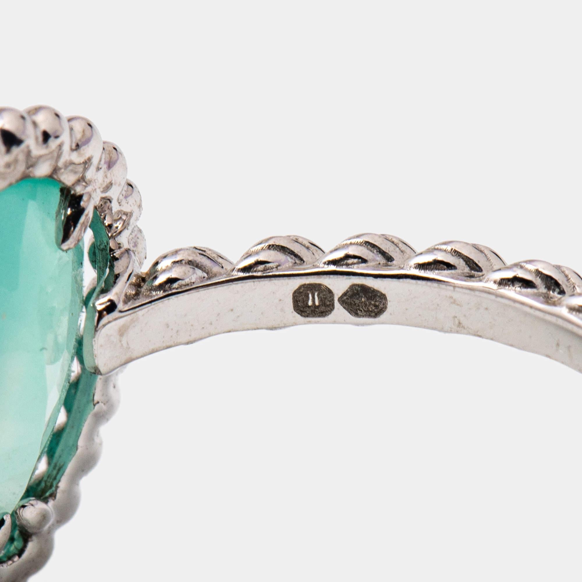 Women's Boucheron Serpent Boheme Aquaphrase 18k White Gold Ring Size 51