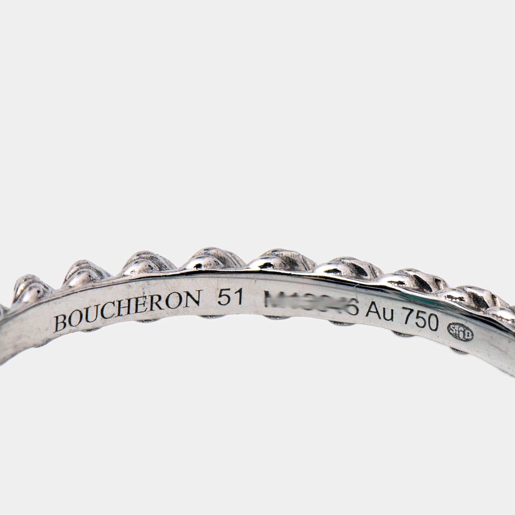 Boucheron Serpent Boheme Aquaphrase 18k White Gold Ring Size 51 1