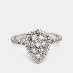 Boucheron Serpent Bohème Diamond 18k White Gold Ring Size 50