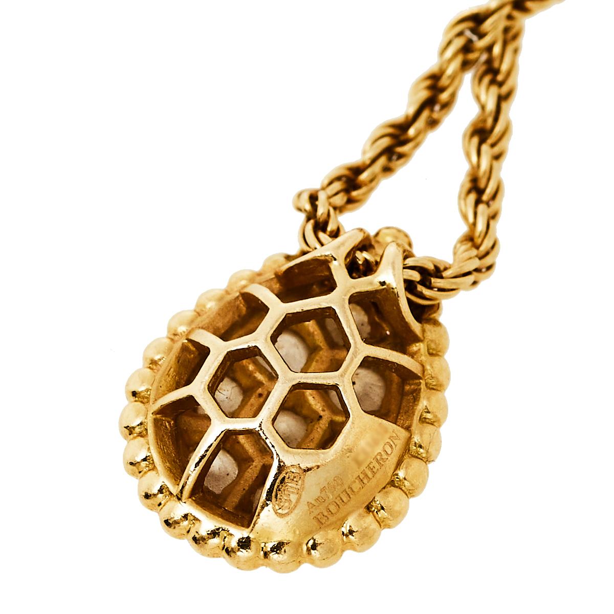  Boucheron Serpent Bohème Collier à motif S en or jaune 18 carats et diamants Pour femmes 
