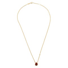 Antique Boucheron Serpent Boheme Diamond Carnelian 18K Yellow Gold Pendant Necklace XS