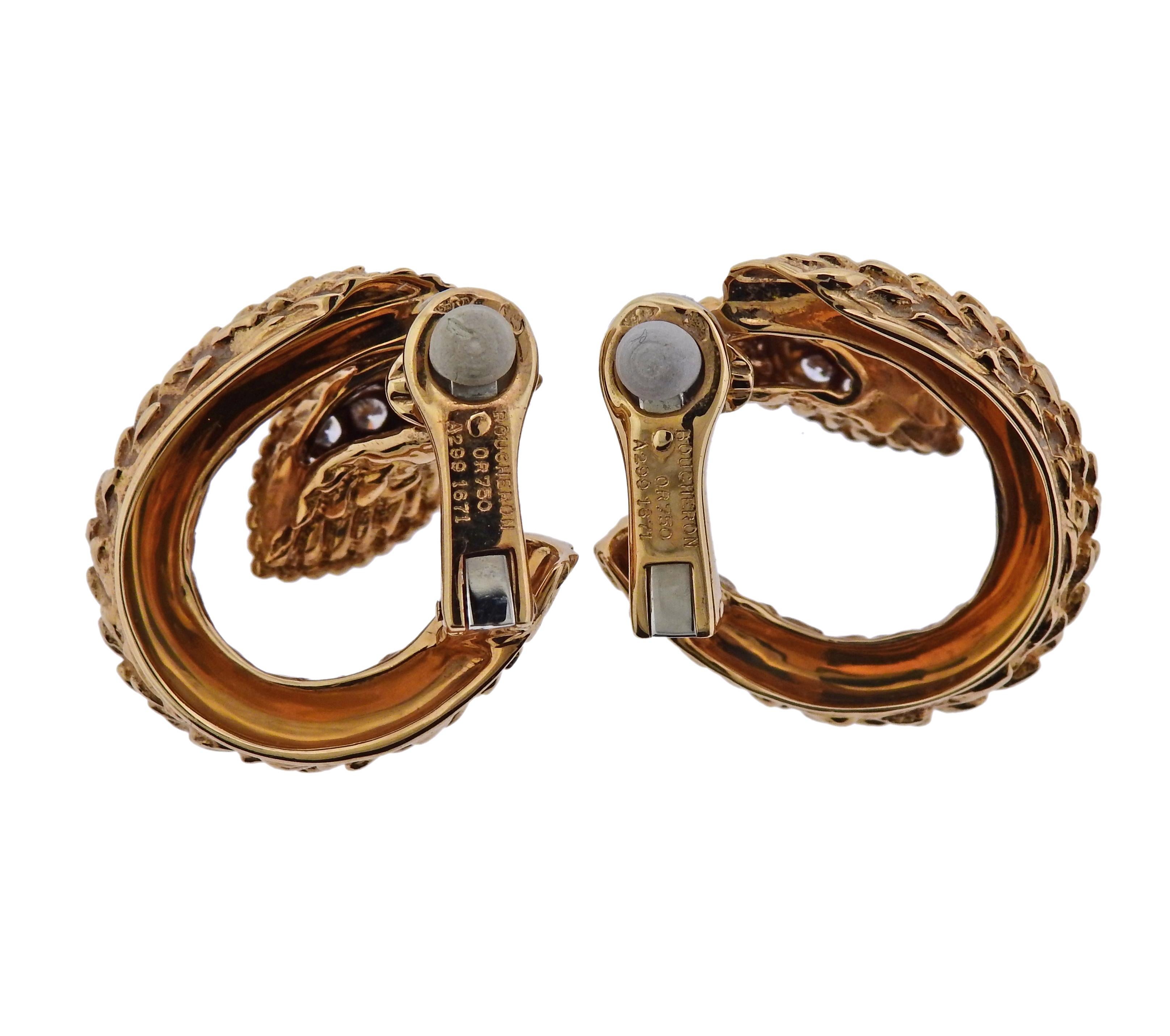 Boucheron Serpent Boheme Diamond Gold Earrings In Excellent Condition In Lambertville, NJ