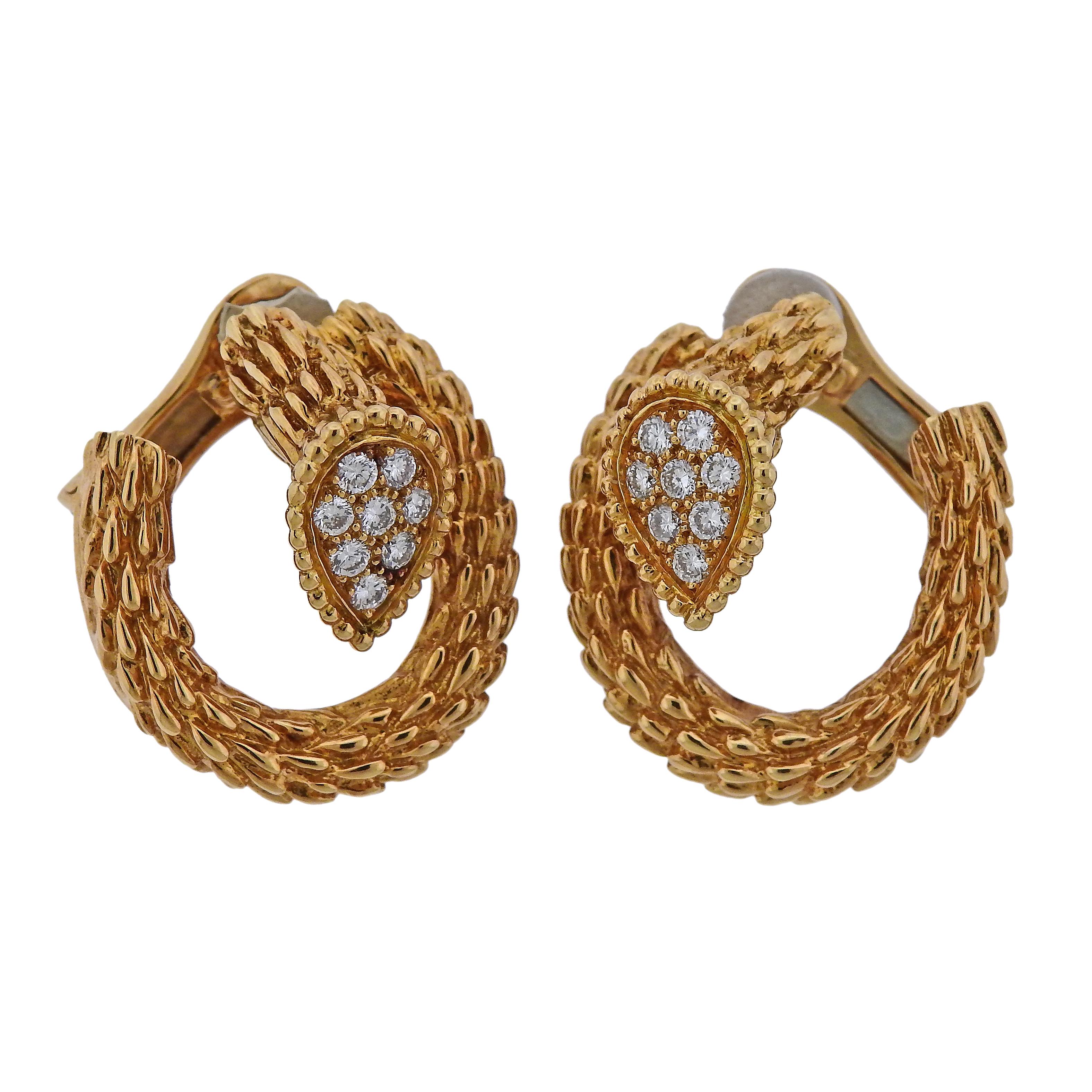 Boucheron Serpent Boheme Diamond Gold Earrings 2