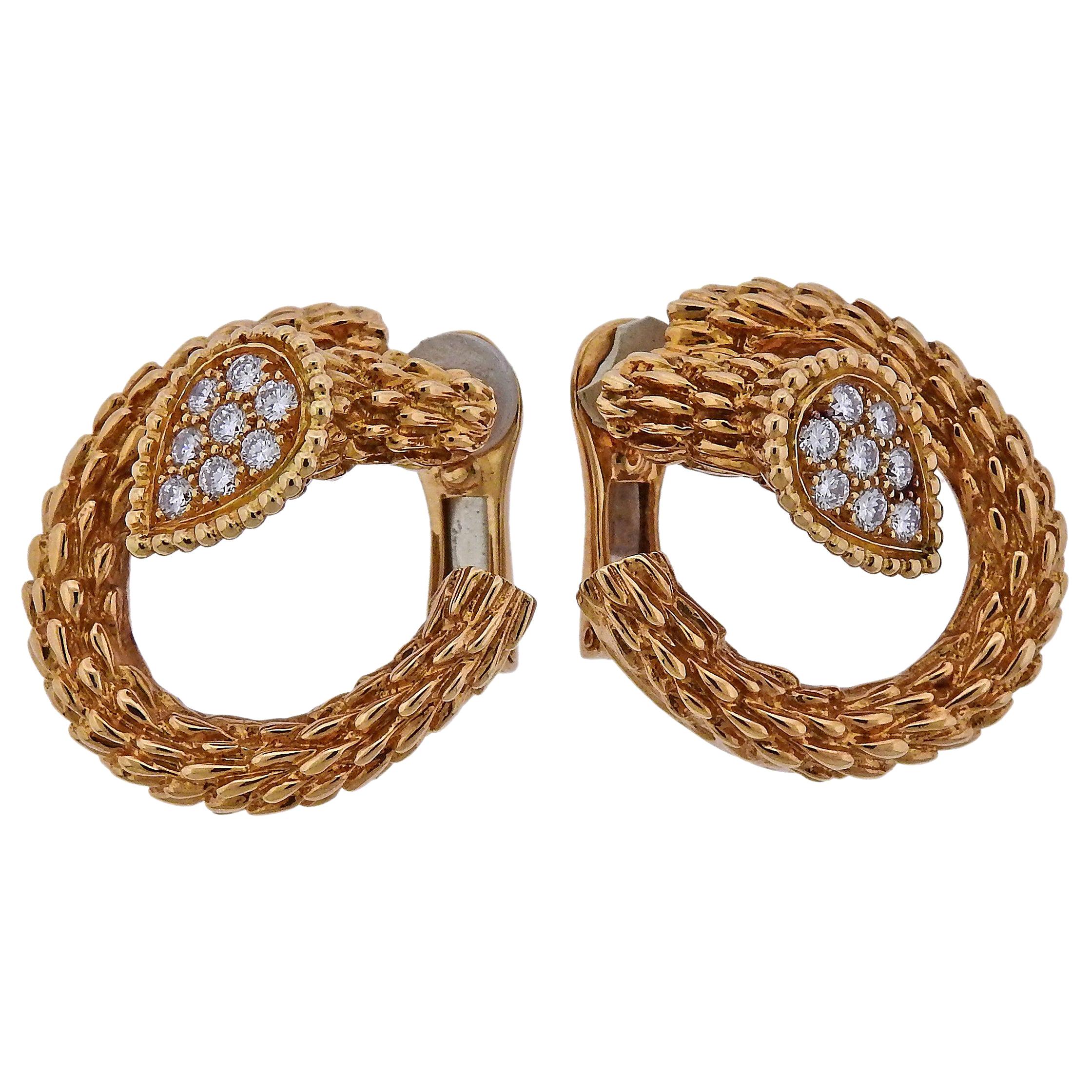 Boucheron Serpent Boheme Diamond Gold Earrings