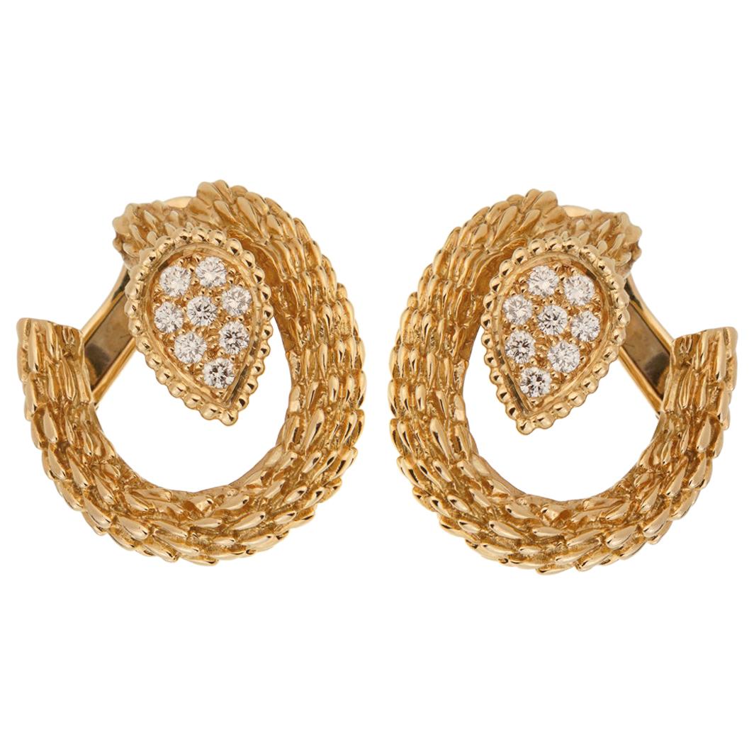 Boucheron Serpent Boheme Diamond Hoop Earrings