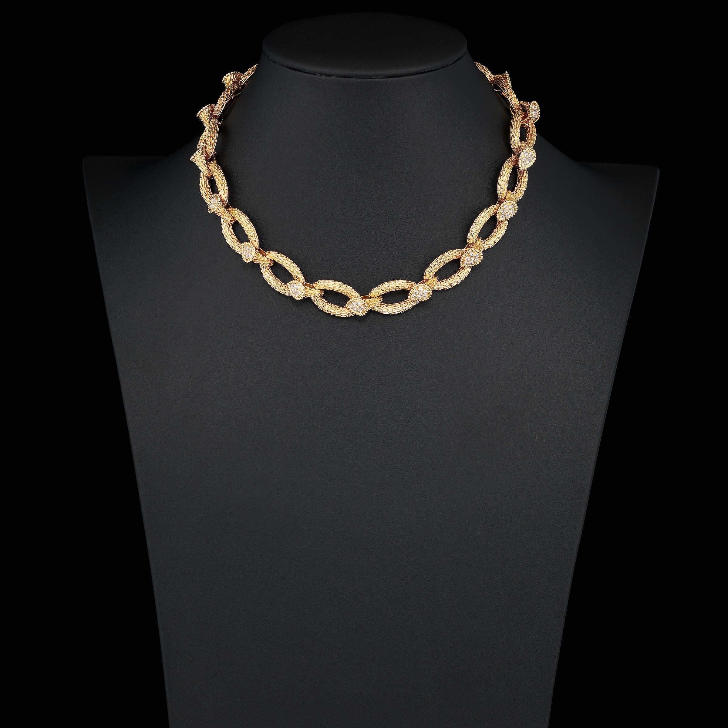 Round Cut Boucheron Serpent Boheme Diamond Necklace & Bracelet in 18k Gold