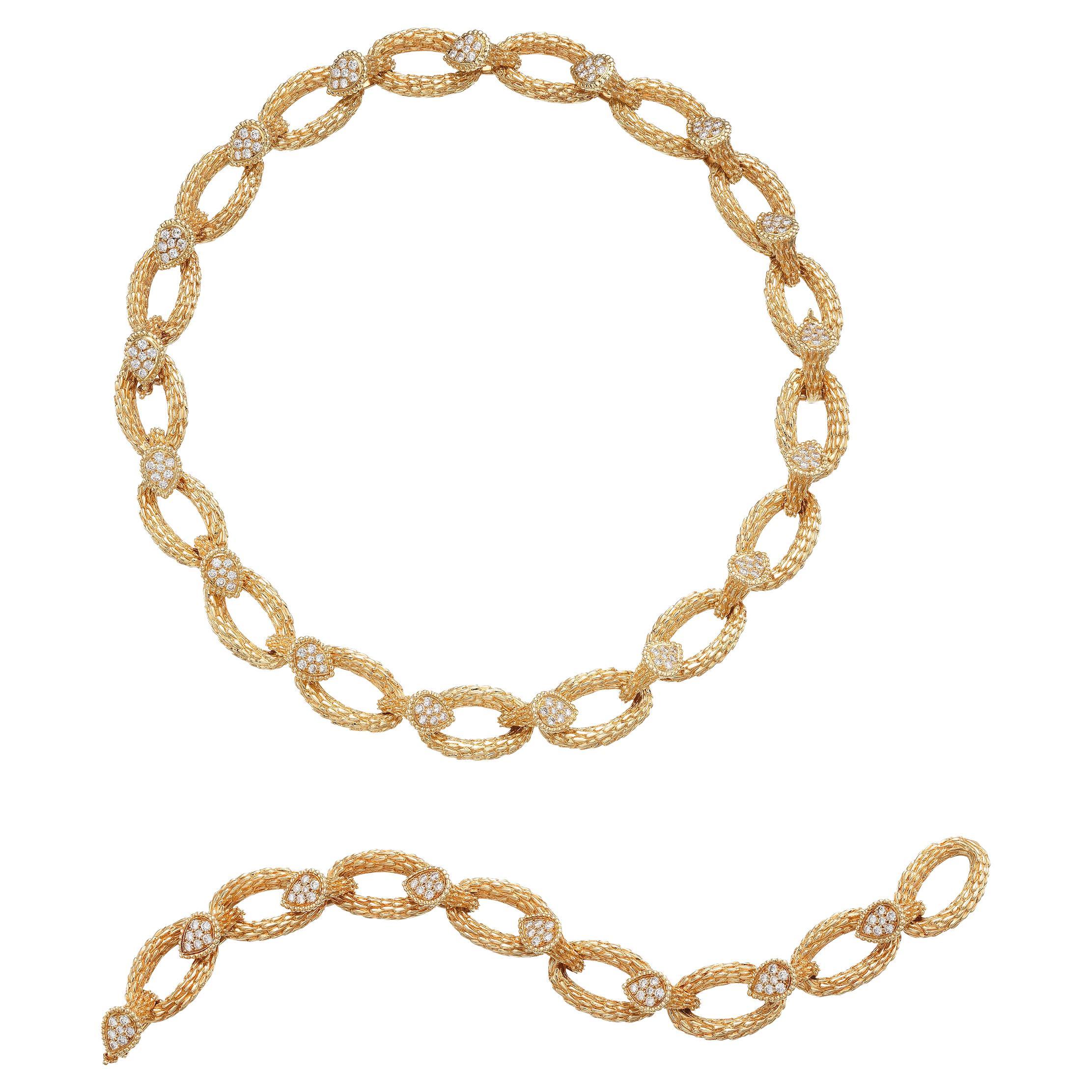 Boucheron Serpent Boheme Diamond Necklace and Bracelet in 18k Gold For Sale  at 1stDibs