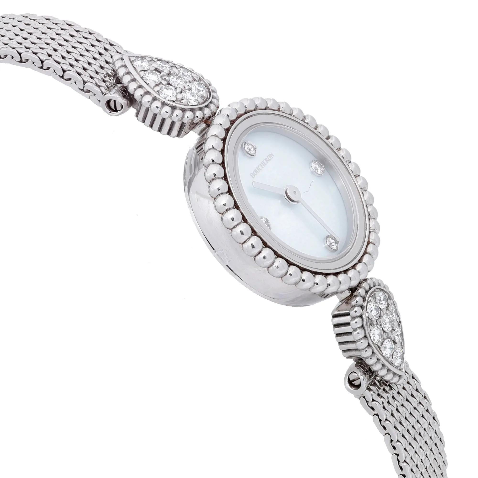  Boucheron Serpent Boheme Diamond White Dial Steel Ladies Quartz Watch Pour femmes 