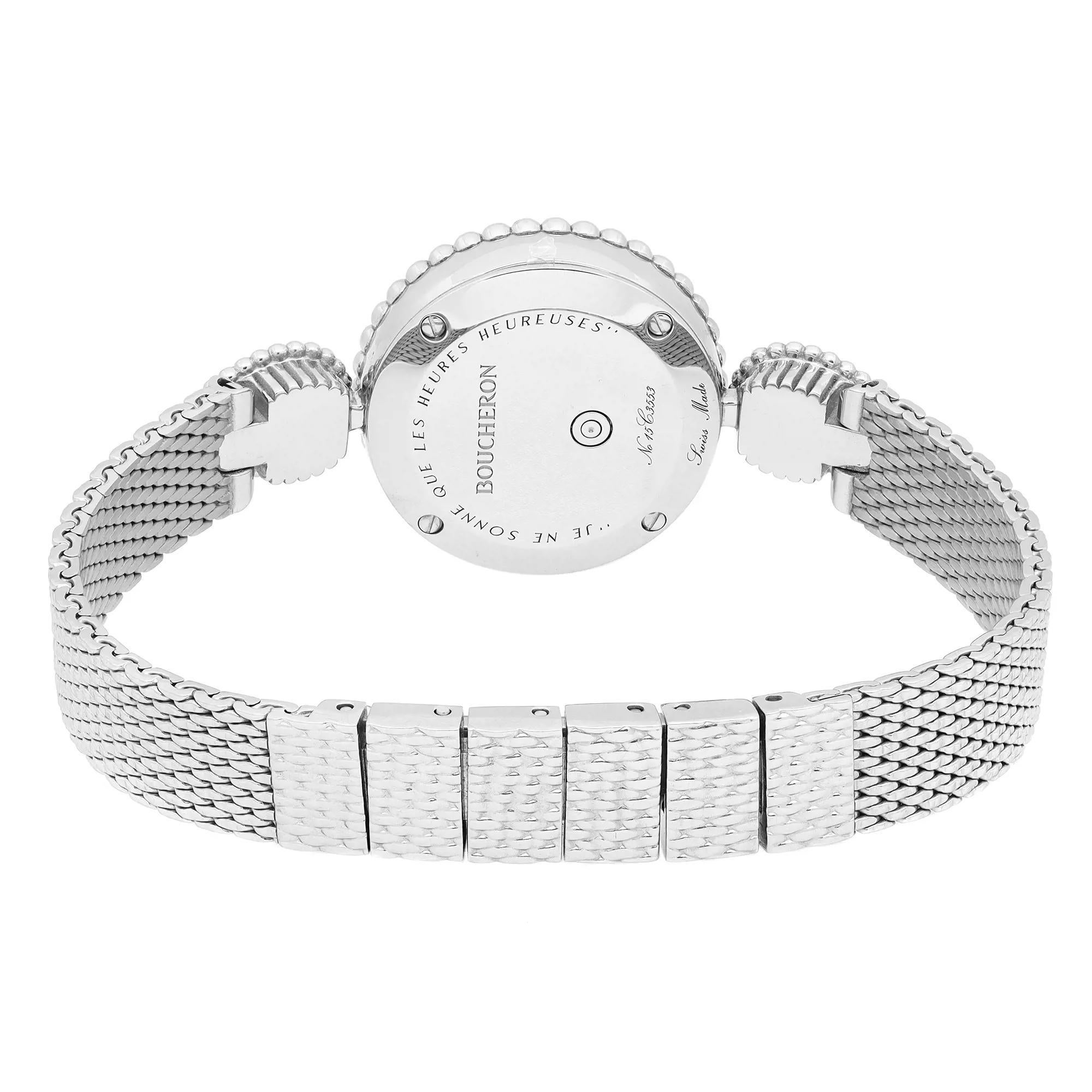 Boucheron Serpent Boheme Diamond White Dial Steel Ladies Quartz Watch In Excellent Condition For Sale In New York, NY