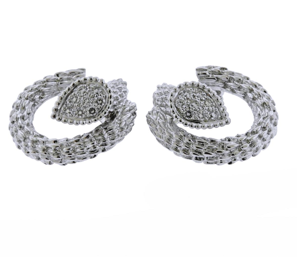 Women's Boucheron Serpent Boheme Diamond White Gold Earrings