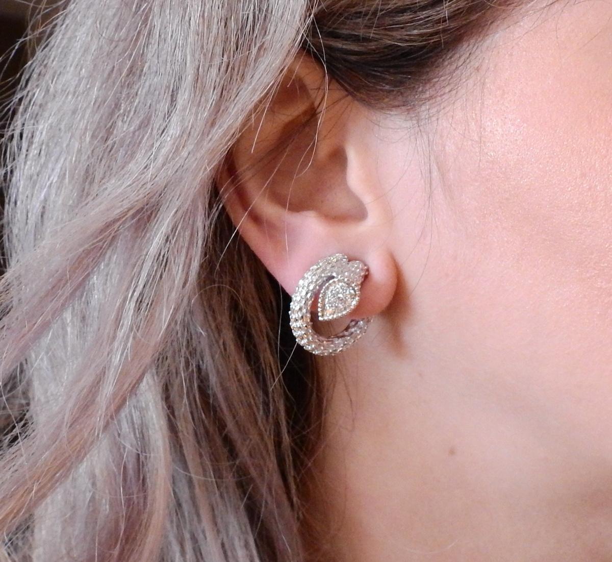 Boucheron Serpent Boheme Diamond White Gold Earrings 1
