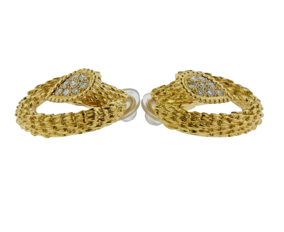 Women's Boucheron Serpent Boheme Diamond Yellow Gold Earrings