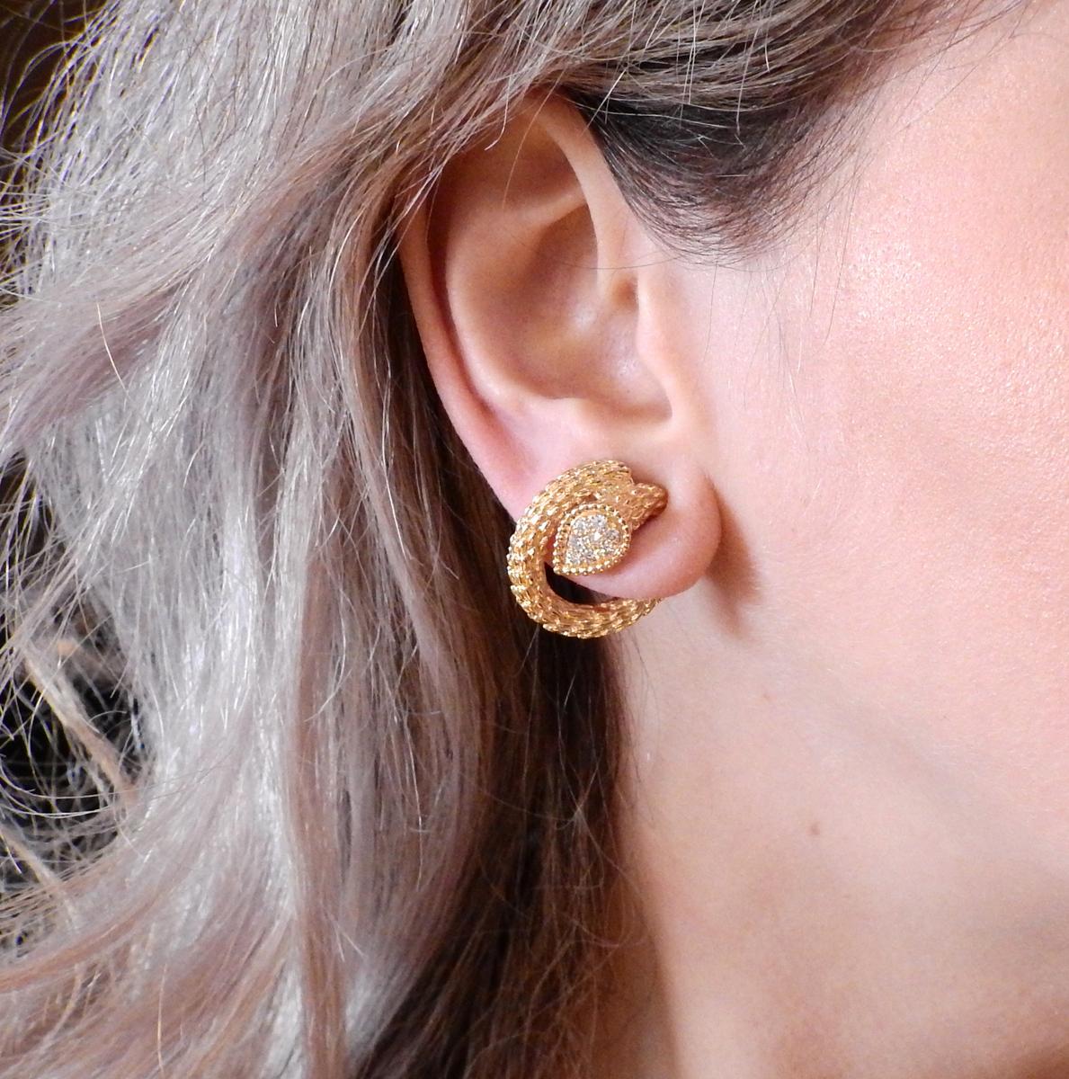 Boucheron Serpent Boheme Diamond Yellow Gold Earrings 1