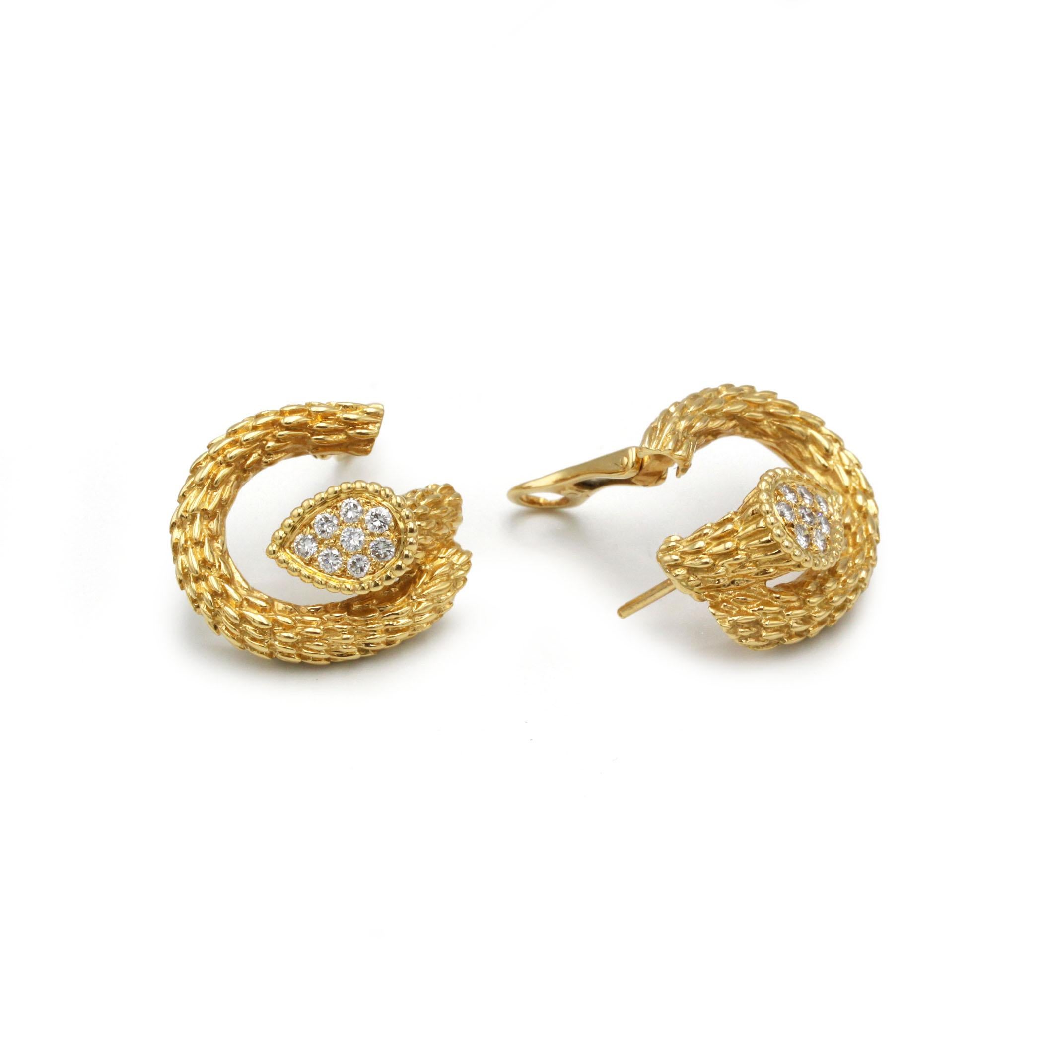 Orecchini Boucheron Serpent Bohème in oro 18 carati e diamanti, firmati In condizioni buone in vendita a MONTMORENCY, FR