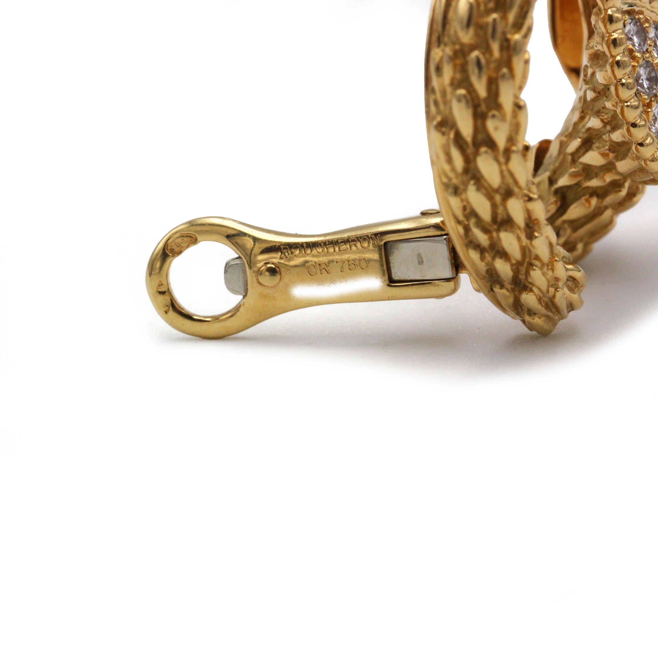 Orecchini Boucheron Serpent Bohème in oro 18 carati e diamanti, firmati in vendita 1