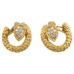 Boucheron Serpent Bohème Earrings in 18K Gold and Diamonds, Signed