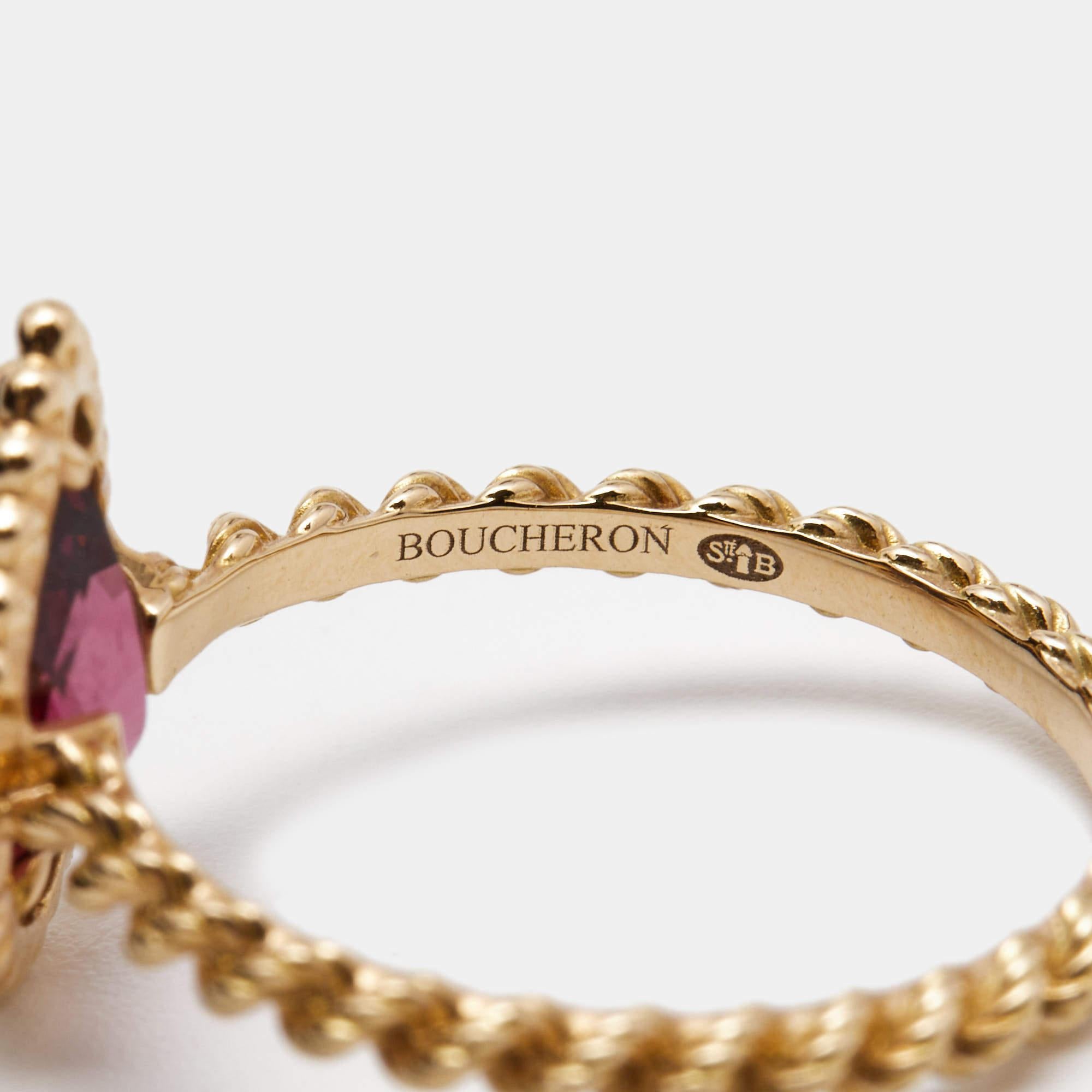  Boucheron Serpent Boheme Bague à motif S en or rose 18 carats et rhodolite, taille 52 Pour femmes 