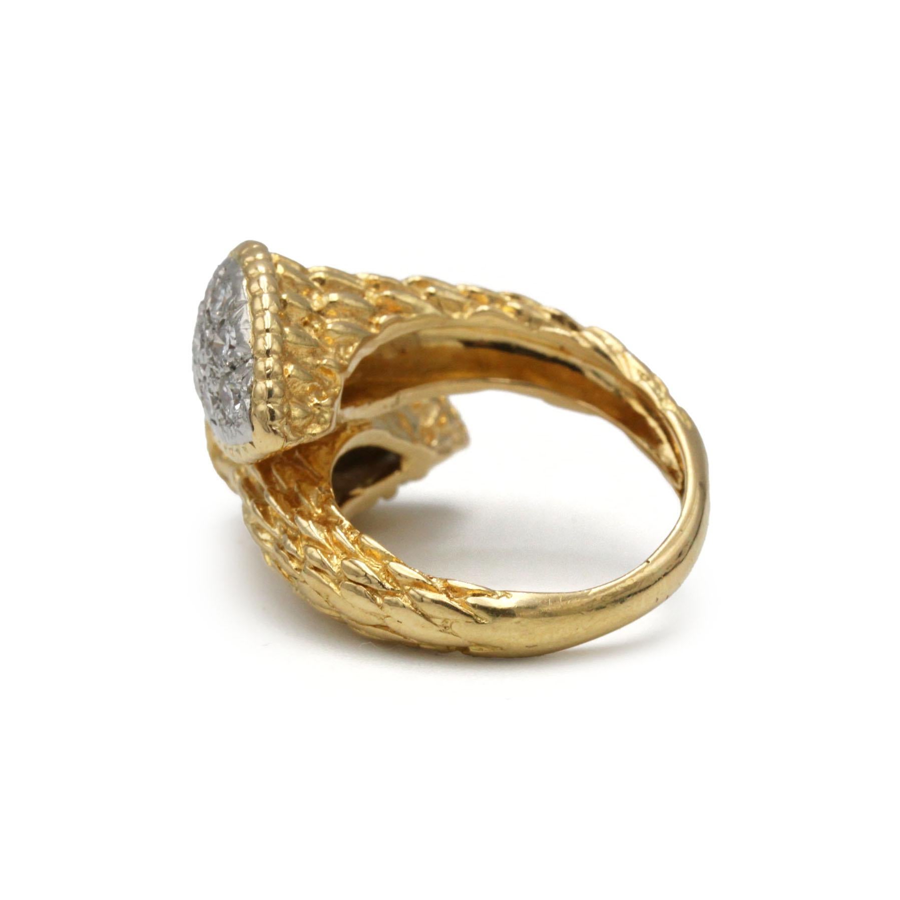 Taglio rotondo Anello Boucheron Serpent Bohème in oro 18 carati, platino e diamanti, anni '70 in vendita