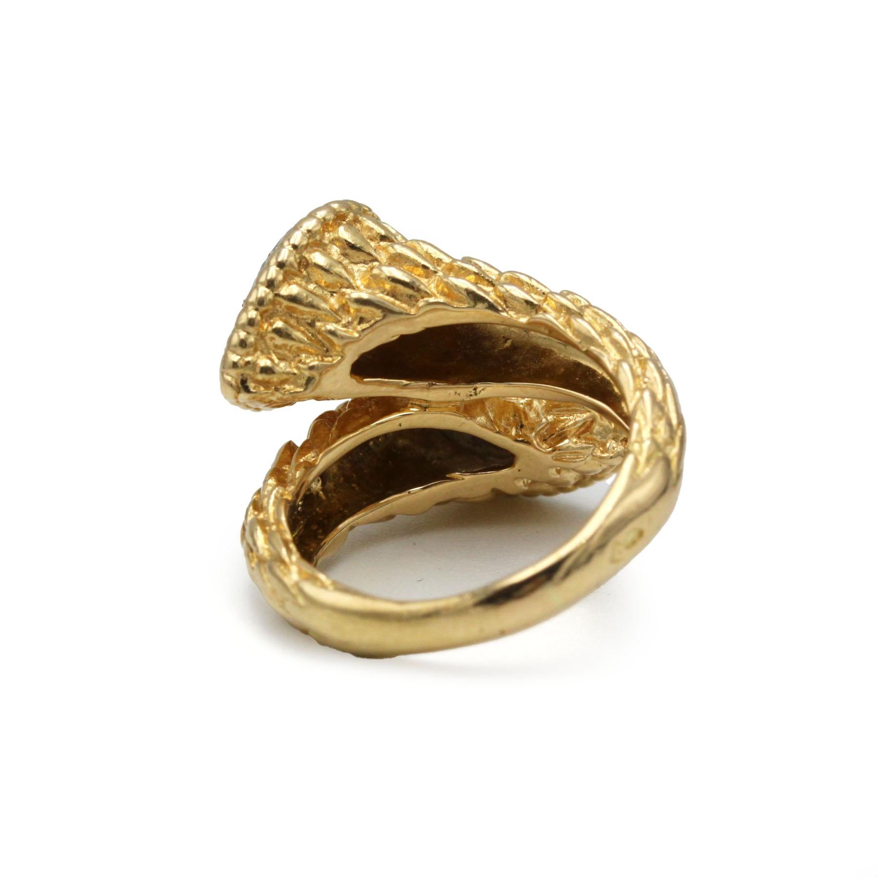 Anello Boucheron Serpent Bohème in oro 18 carati, platino e diamanti, anni '70 In condizioni buone in vendita a MONTMORENCY, FR
